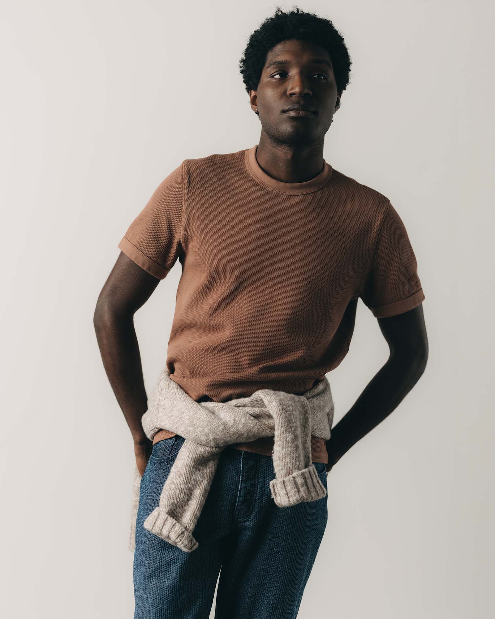 The Organic Cotton Short Sleeve Crew in Faded Brick Waffle | Modern Menswear by yycbvcnbmmnbm