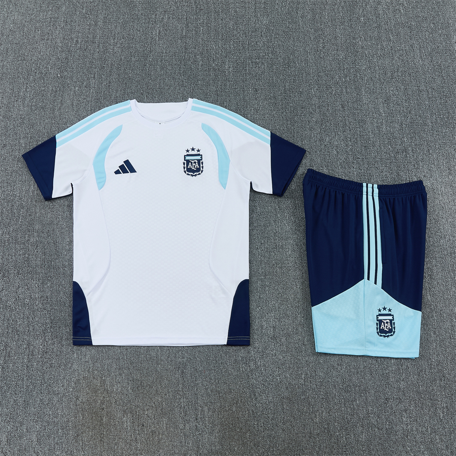 AlphaJersey-Argentina 2026 Short-Sleeve Training Set - White Top and Dark Blue Shorts