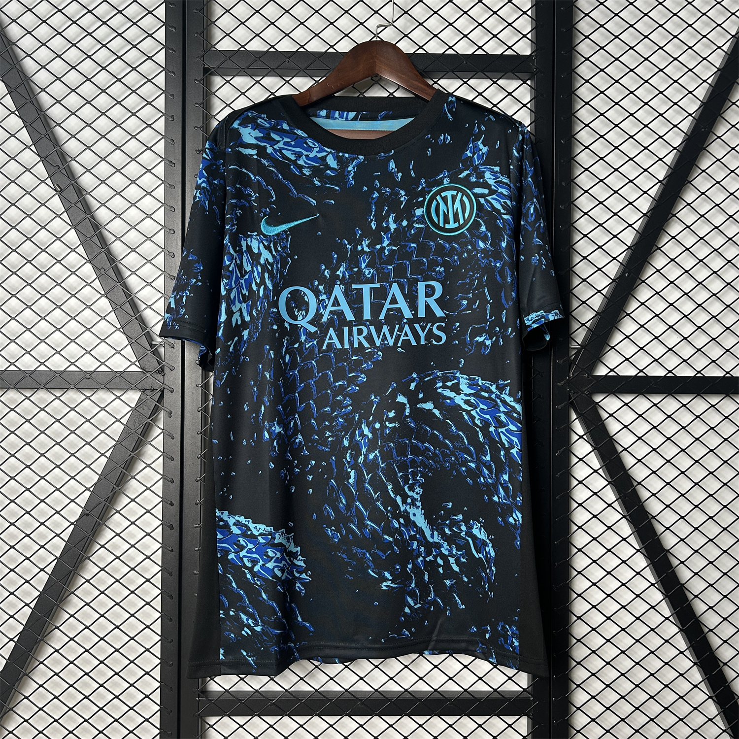 AlphaJersey-Inter Milan 25-26 Blue Snake Pattern Pre-Match Training Jersey - Fans Version