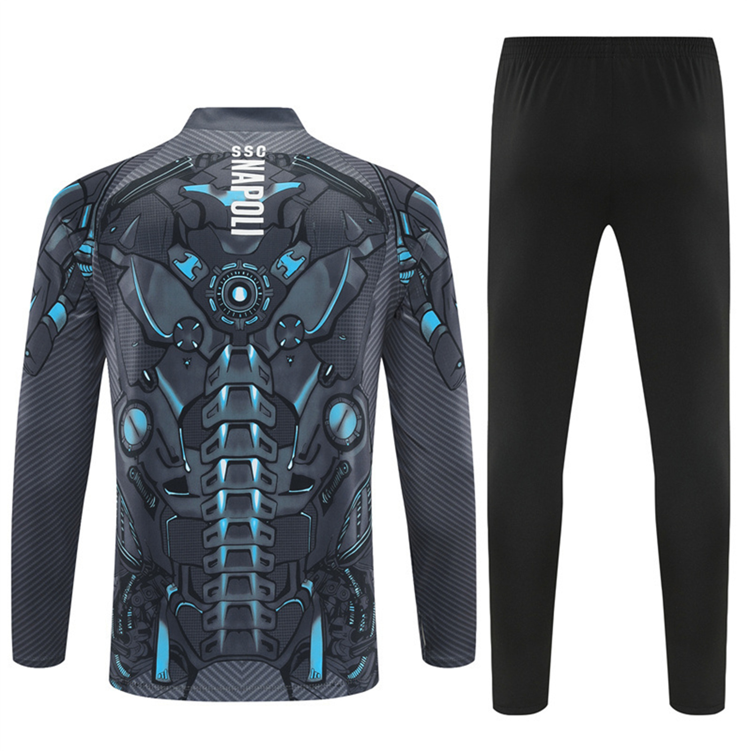 AlphaJersey-Napoli 25-26 Long Sleeve Training Set - Gray Mecha Top & Black Pants