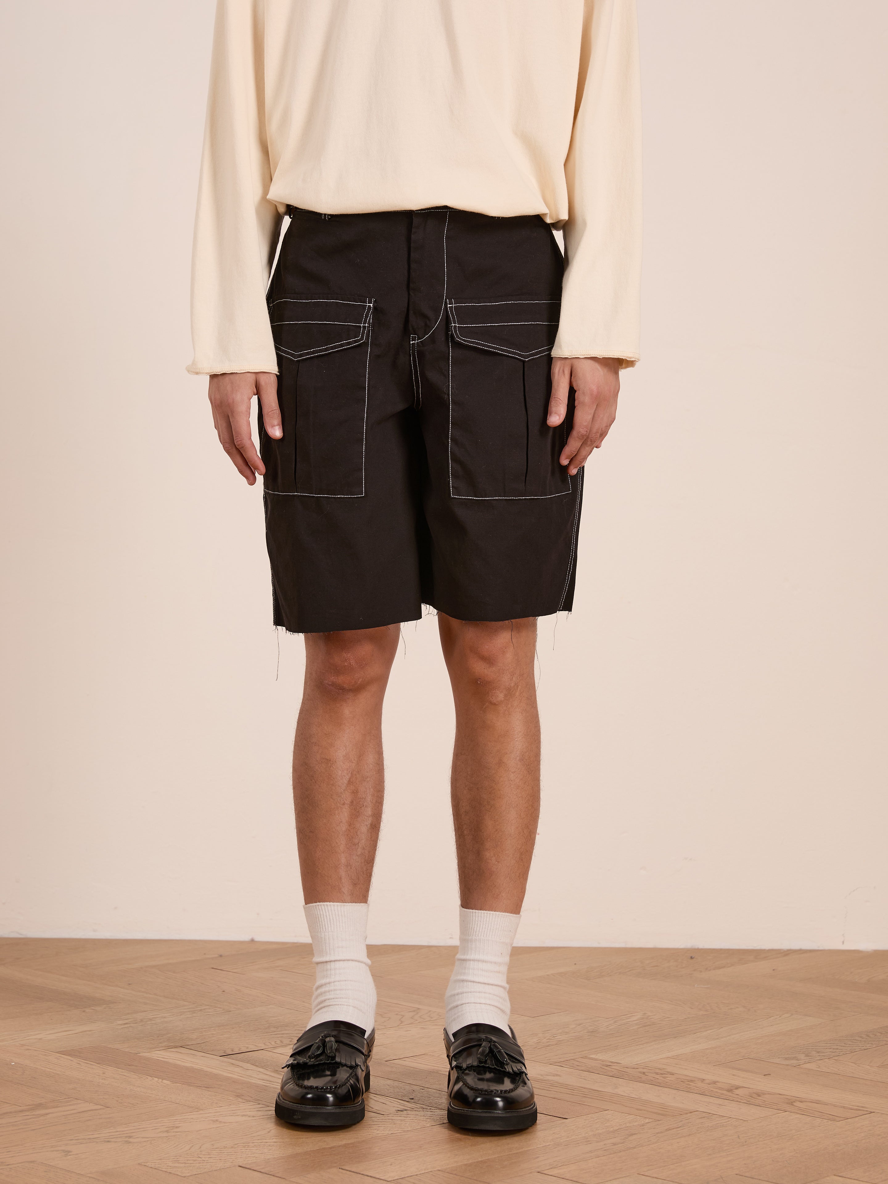 Lucca Black Contrast Pocket Trouser Shorts | Modern Menswear by yycbvcnbmmnbm