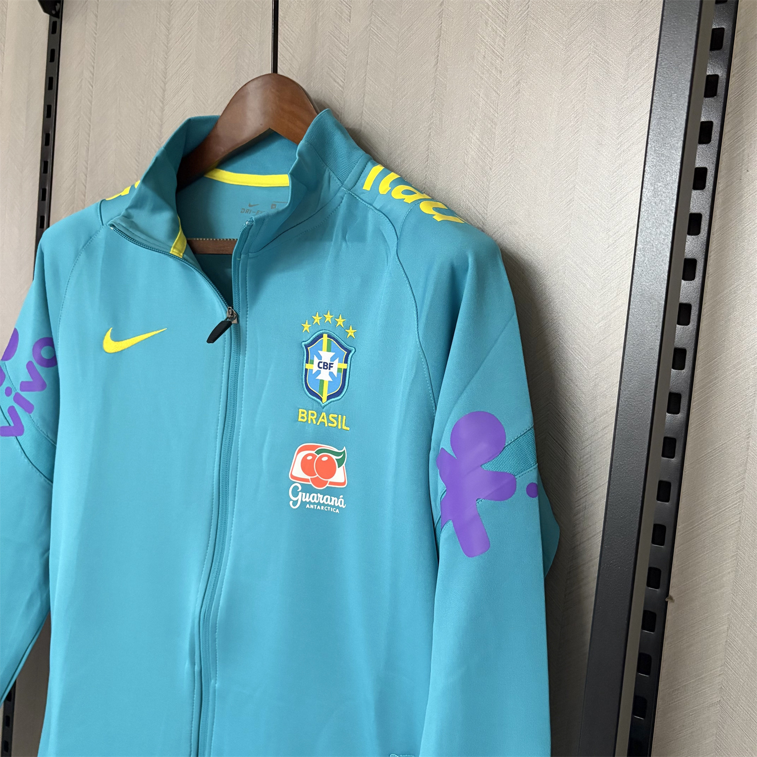 AlphaJersey-Retro Brazil 2022 Pre-Match Cyan Unsponsored Windbreaker