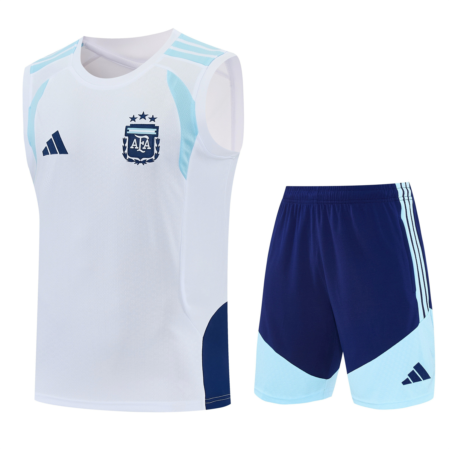 AlphaJersey-Argentina 2026 Vest Training Set - White Vest and Blue Shorts