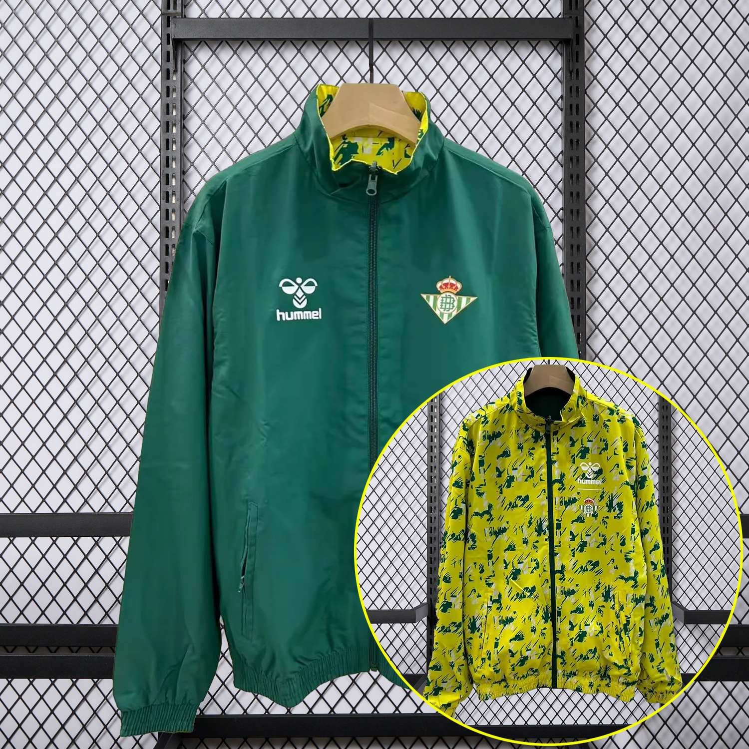 AlphaJersey-Real Betis 25-26 Double Sided Reversible Windbreaker - Green & Yellow