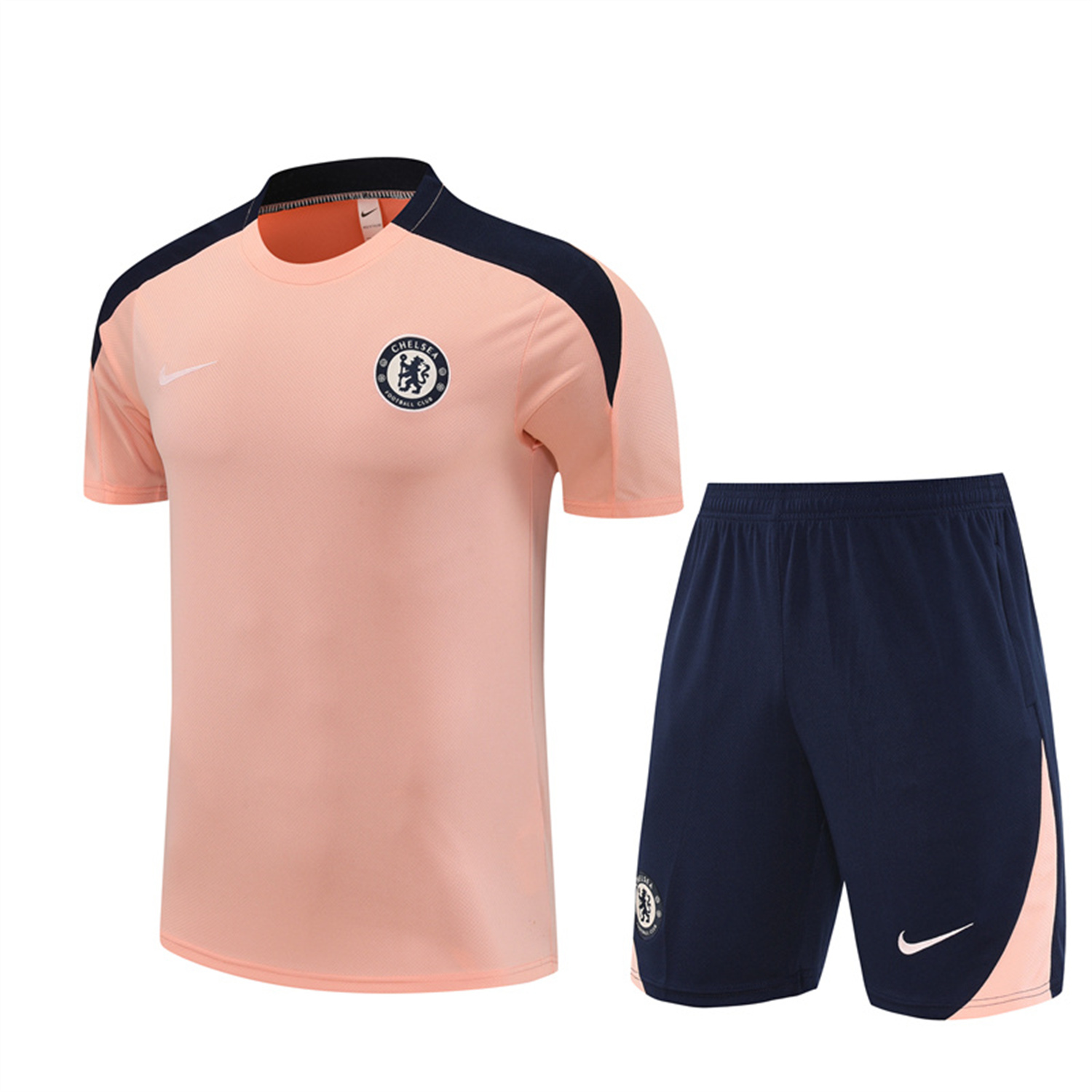 AlphaJersey-C.H.E.L.S.E.A 25-26 Kids Short-Sleeve Training Set - Pink top & Blue Shorts
