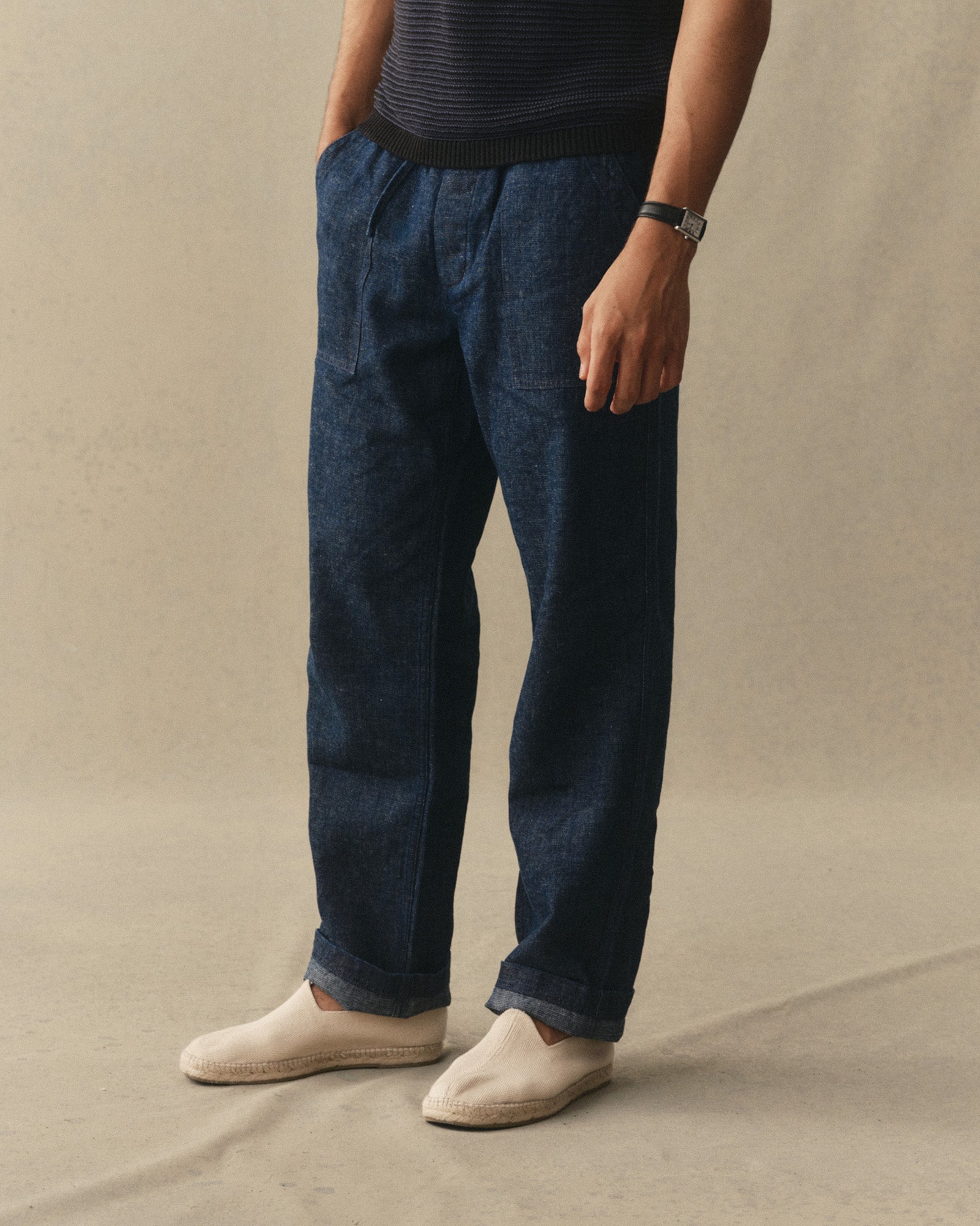 The Breakwater Pant in Rinsed Indigo Hemp Denim | Modern Menswear by yycbvcnbmmnbm