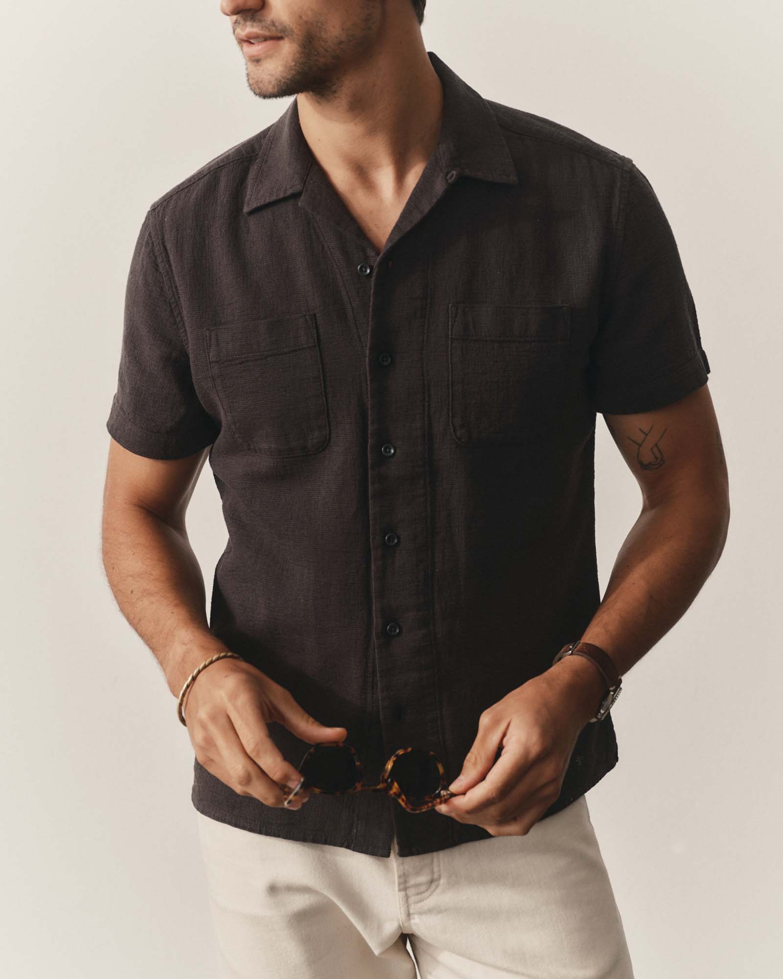 The Conrad Shirt in Faded Black Linen | Modern Menswear by yycbvcnbmmnbm