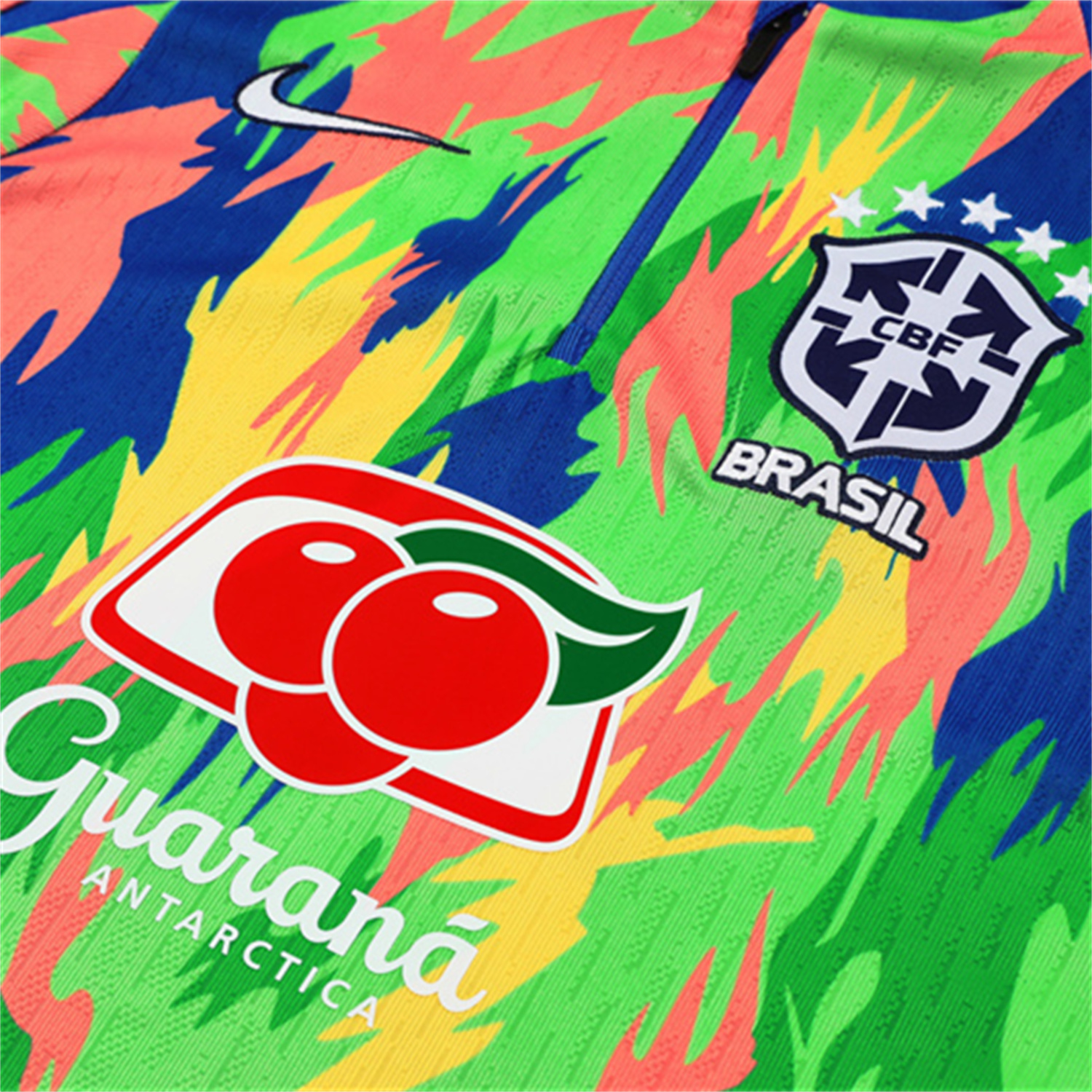 AlphaJersey-Brazil 25-26 Long Sleeve Training Set - Colorful Camouflage Top & Royal Blue Pants