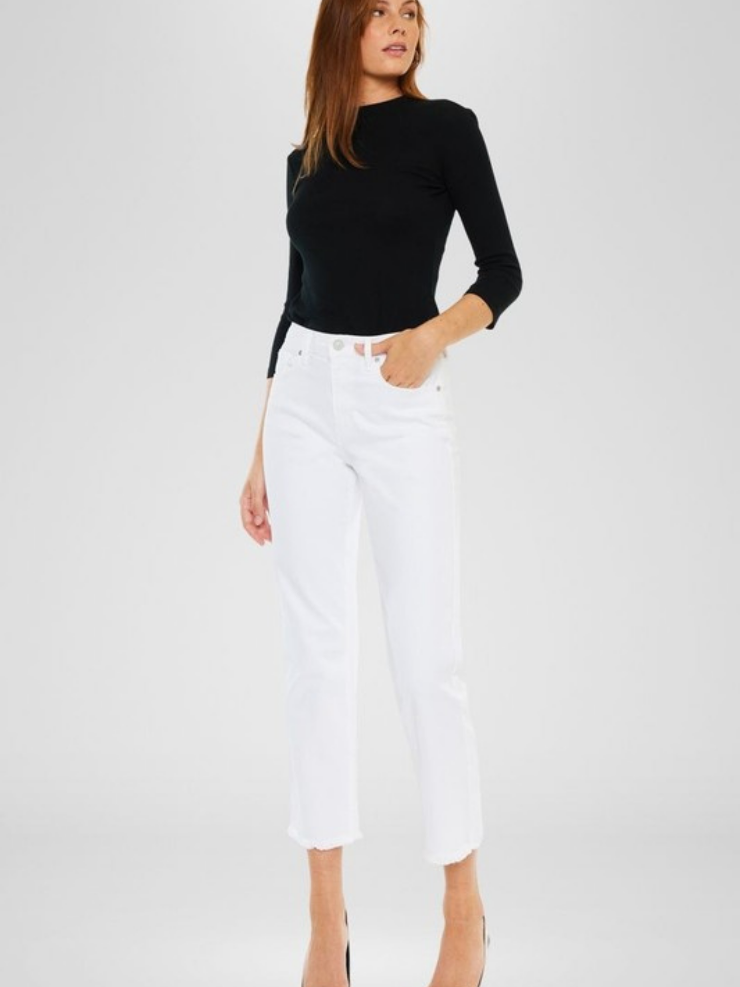 Cropped Straight White Denim | Elegant Women's Fashion by coolavocek