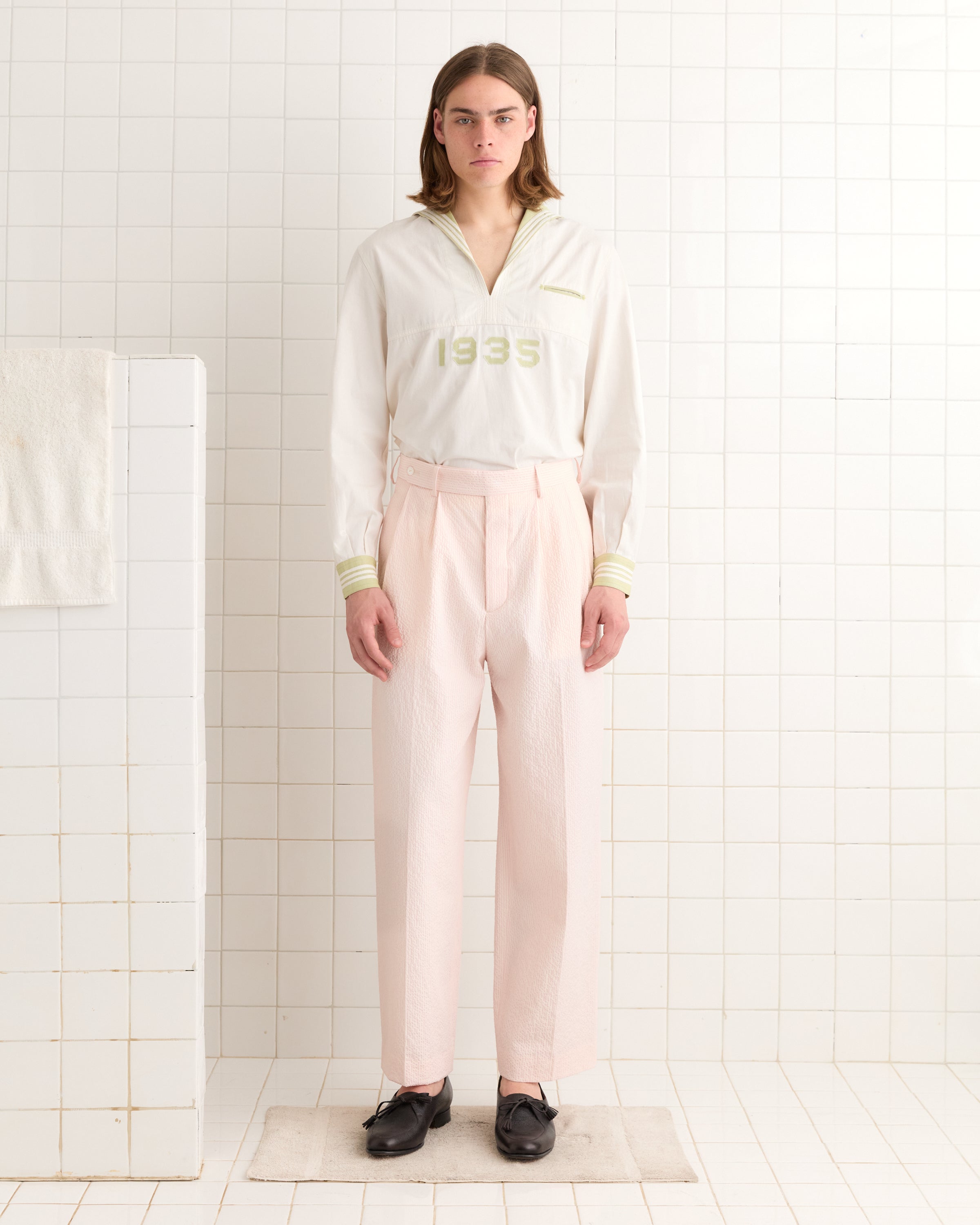 Club Stripe McNab Trousers - Pink/White | Modern Menswear by yycbvcnbmmnbm