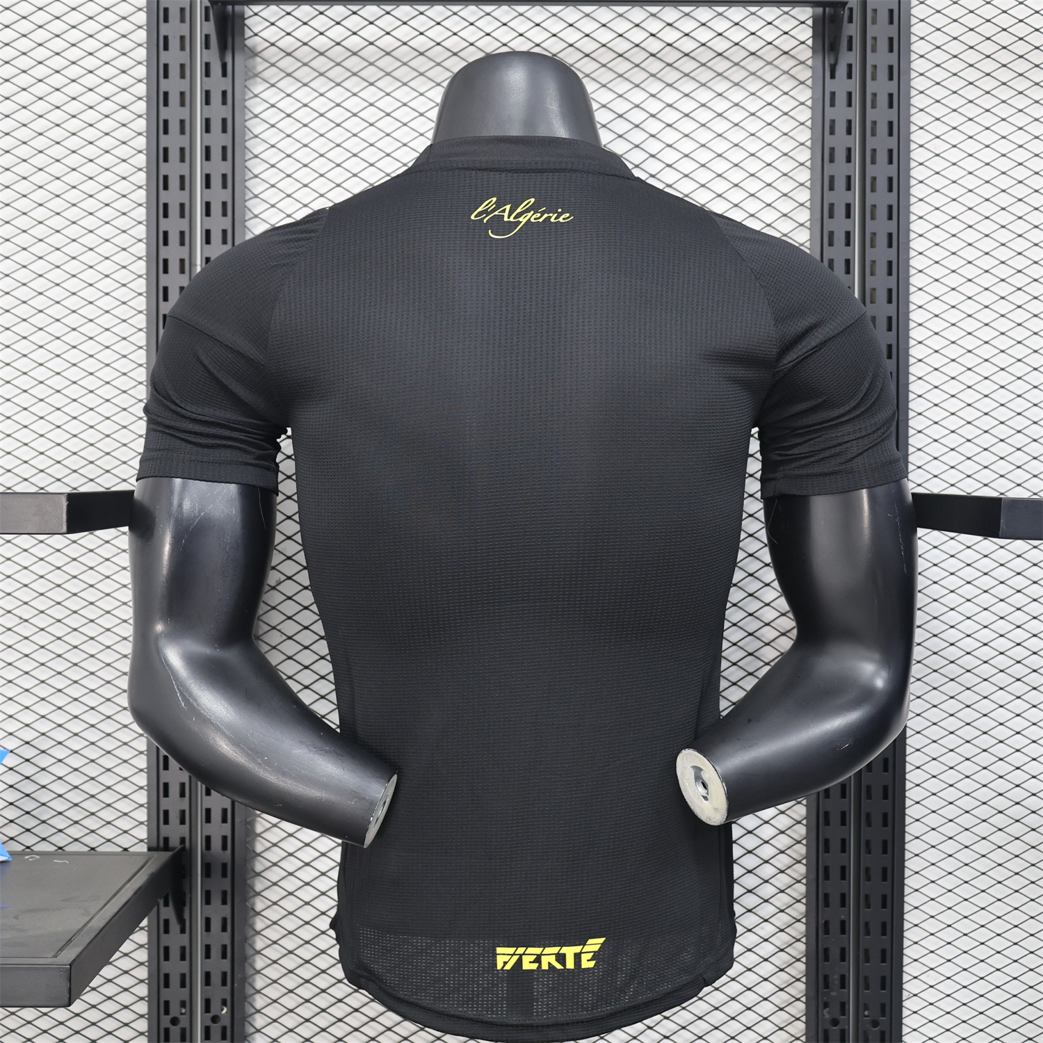 AlphaJersey-Algeria 25-26 Pure Black Jersey with Yellow Line - Player Version