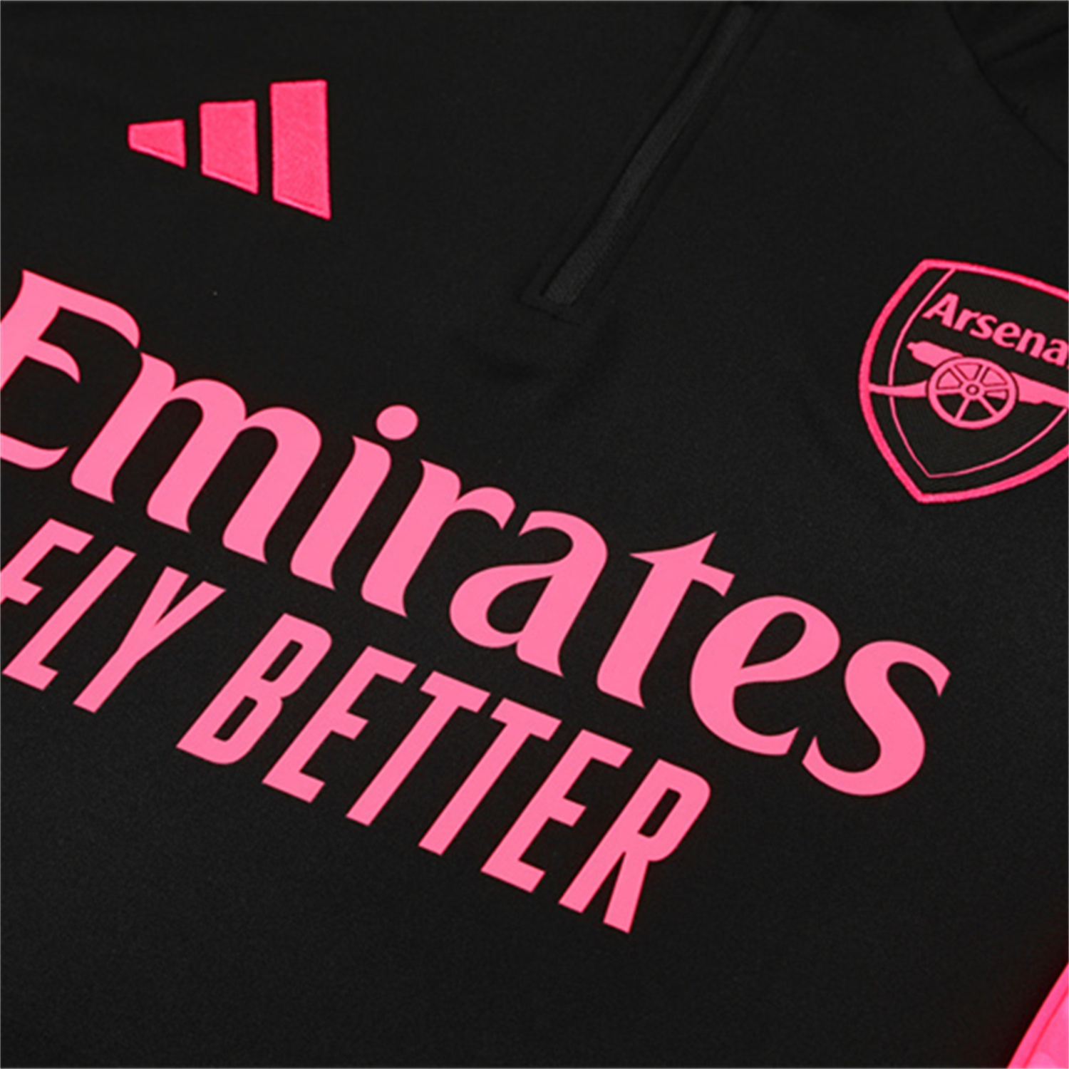 AlphaJersey-Arsenal 25-26 Kids Long Sleeve Training Set - Pink Logo Balck Top & Black Pants