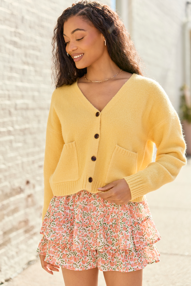 Kathryn Yellow Long Sleeve Cardigan SALE | Elegant Women's Fashion by coolavocek