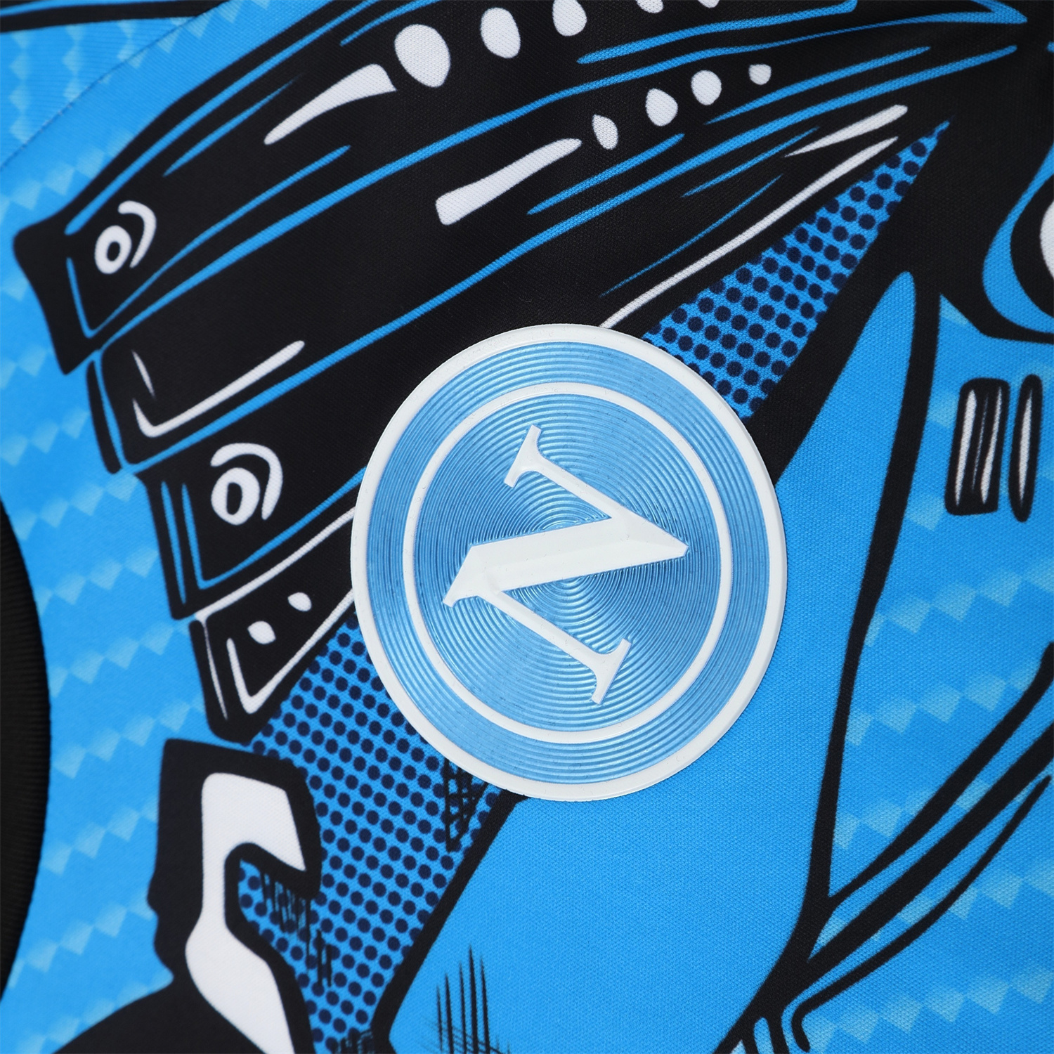 AlphaJersey-Napoli 25-26 Vest Training Set - Blue Mecha Vest & Black Shorts
