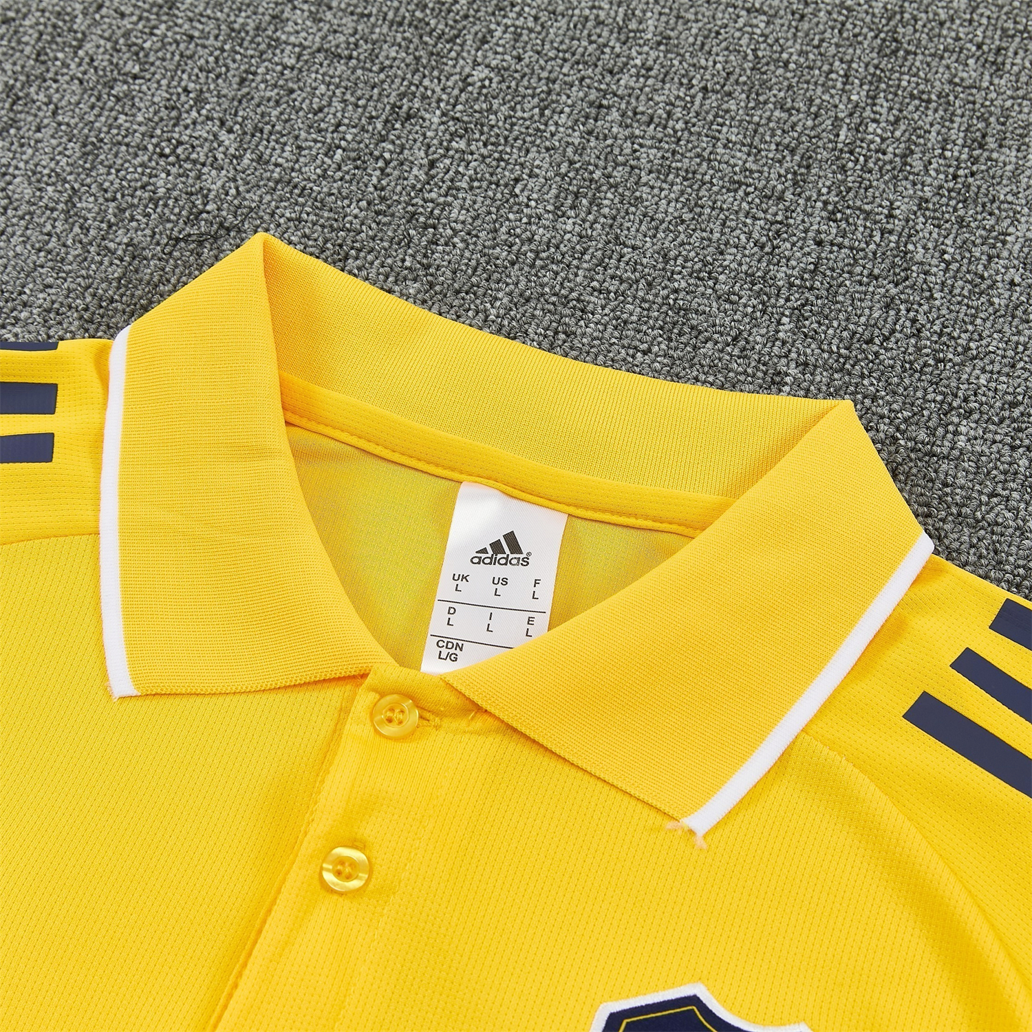 AlphaJersey-Boca Juniors 25-26 POLO Short-Sleeve Training Set - Yellow Top and Dark Blue Pants