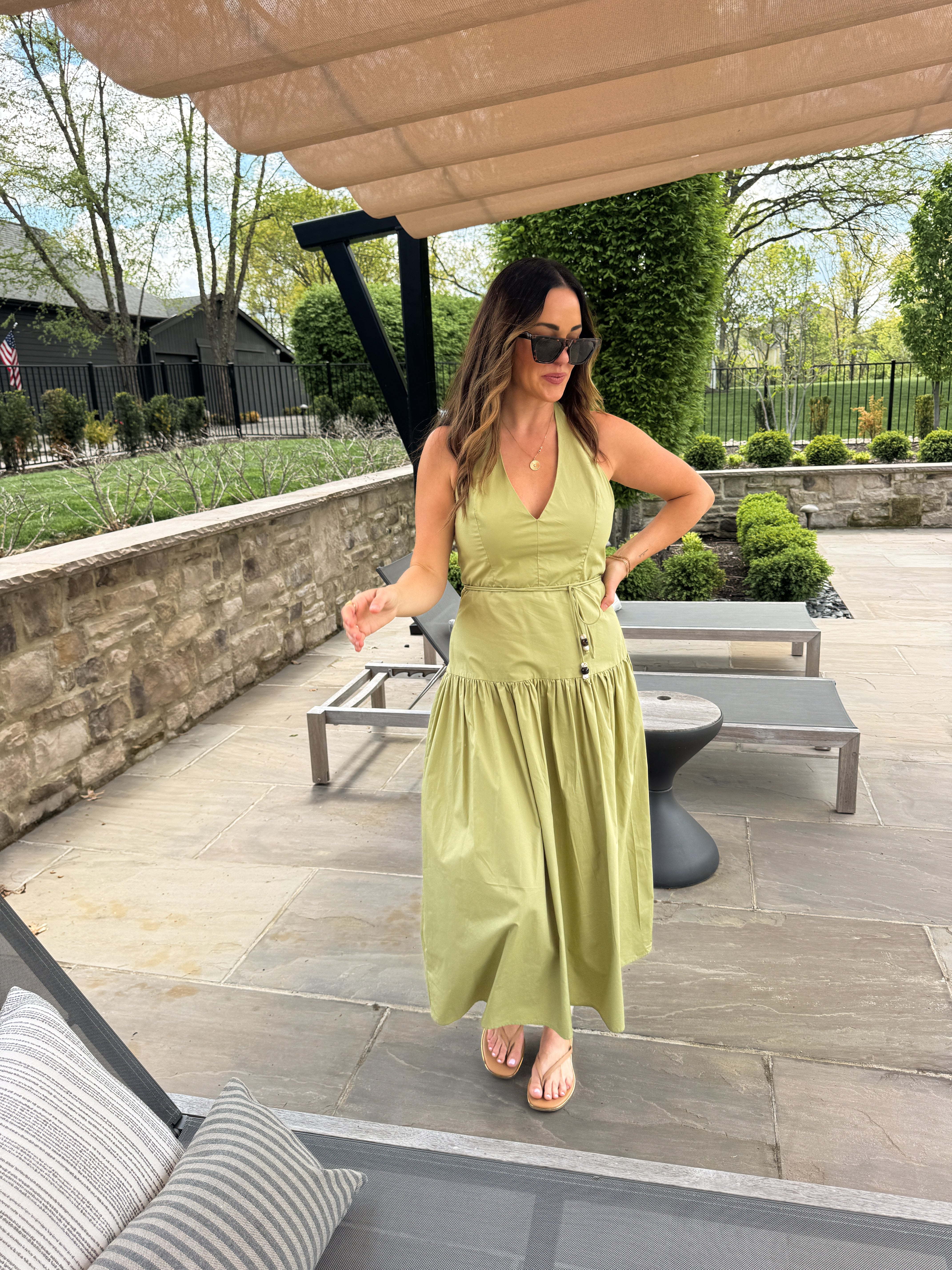 Pistachio Halter Maxi Dress | Elegant Women's Fashion by coolavocek