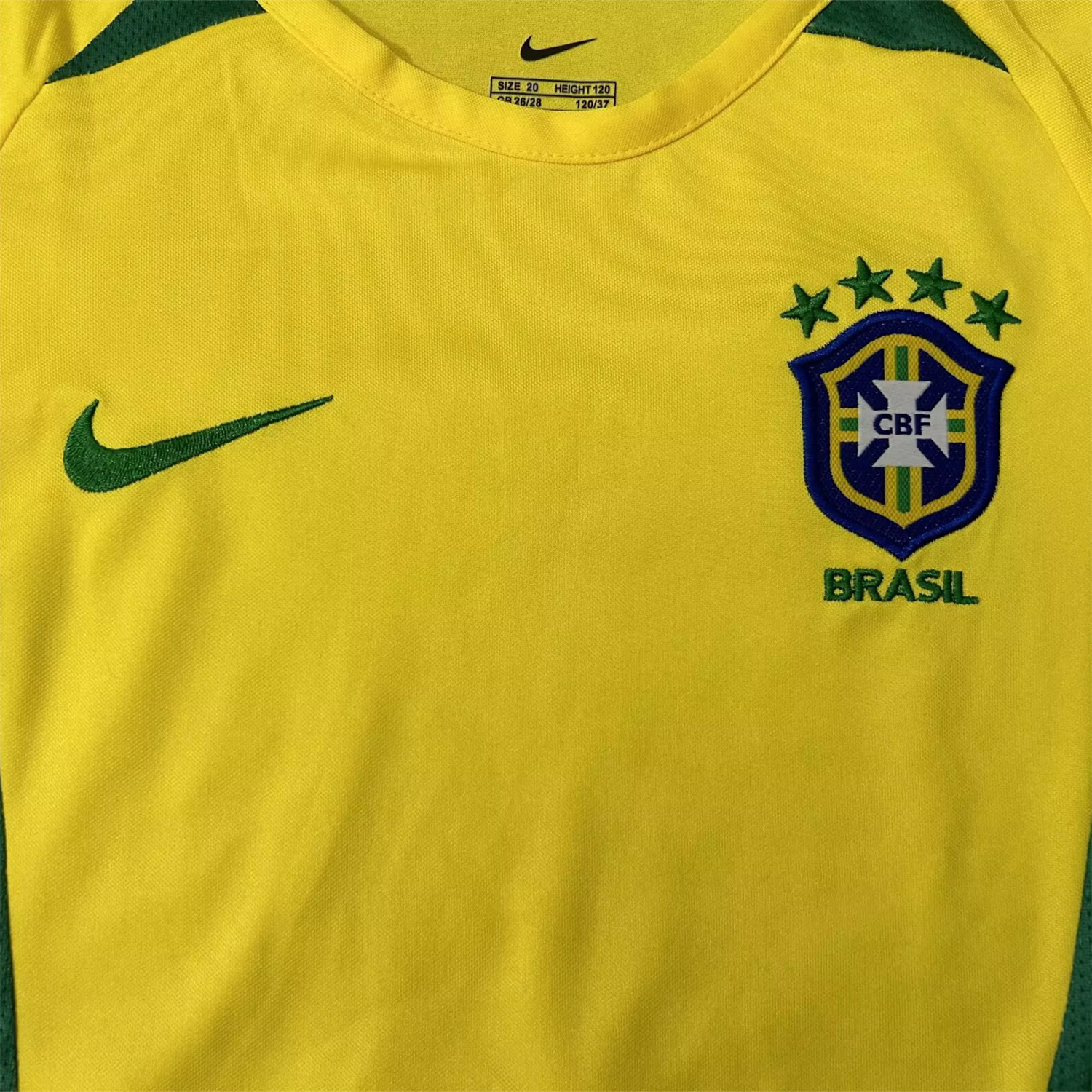 AlphaJersey-Retro Brazil 2002 Home Long Sleeves Kids Kit
