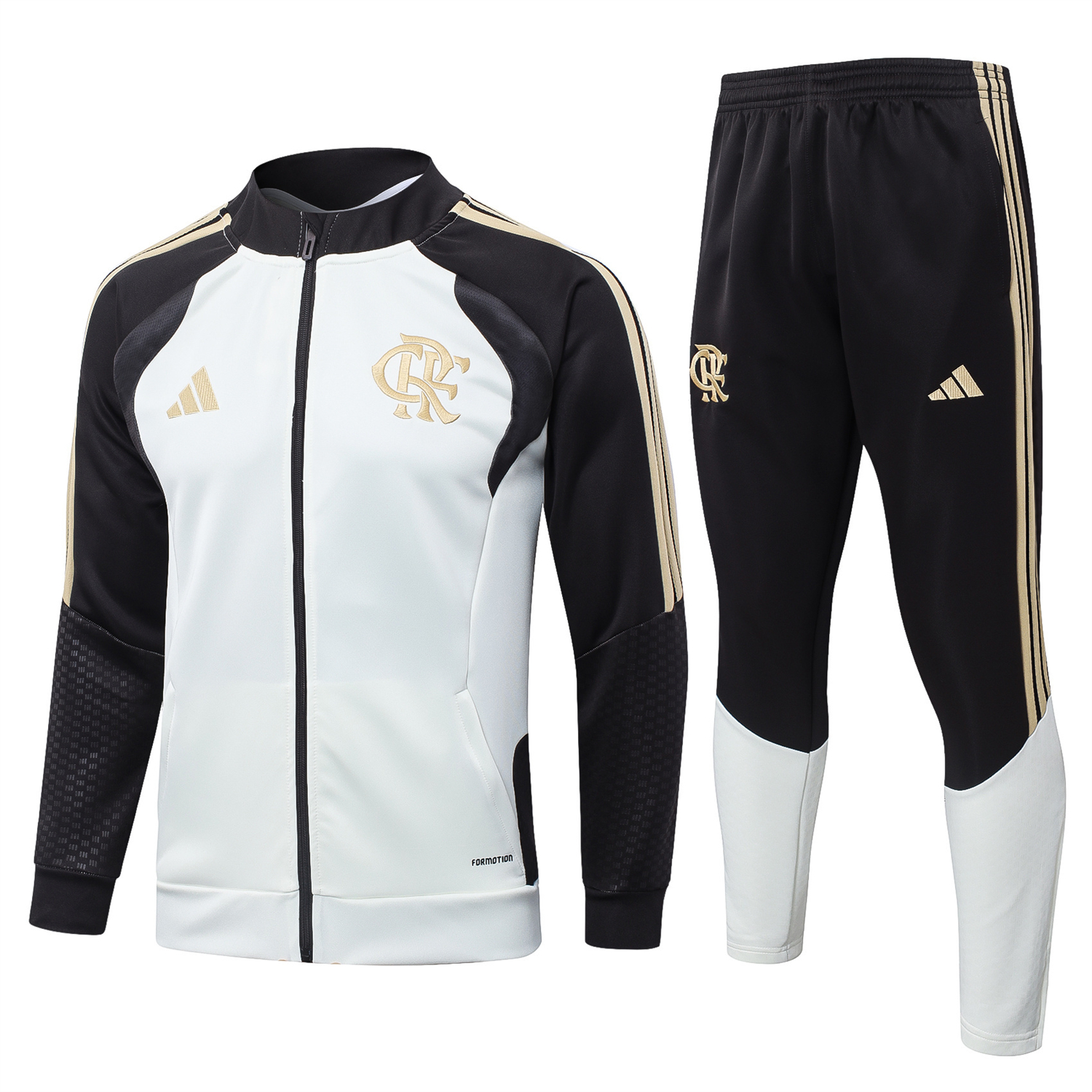 AlphaJersey-Flamengo 2026 Jacket Training Tracksuit - White Jackets & Black Pants