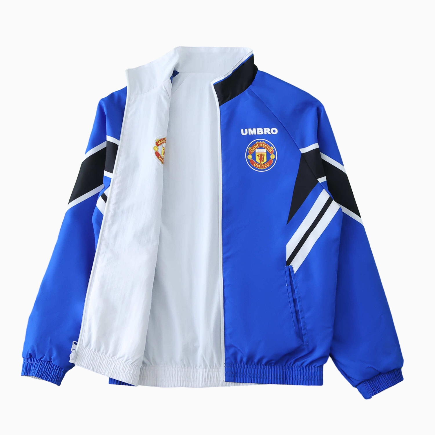 AlphaJersey-Retro Manchester United 1996 Double Sided Reversible Windbreaker - Blue & Green