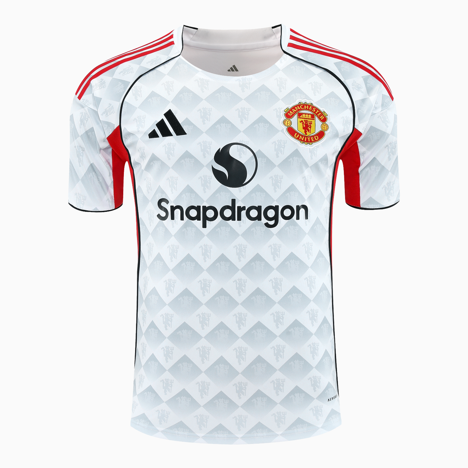 AlphaJersey-Manchester United 25-26 Short-Sleeve Training Set - Red Edge White Top & Black Shorts
