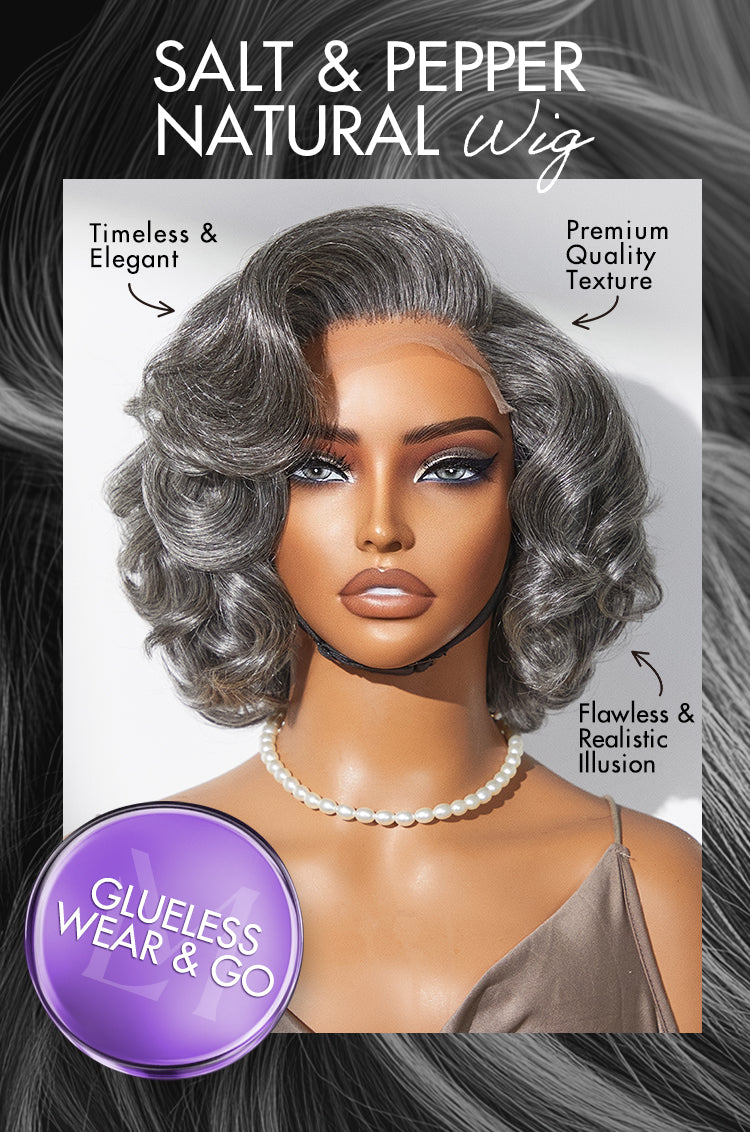 Mature Boss Salt and Pepper Bouncy Egg Curls Glueless Minimalist HD Lace Grey Wig