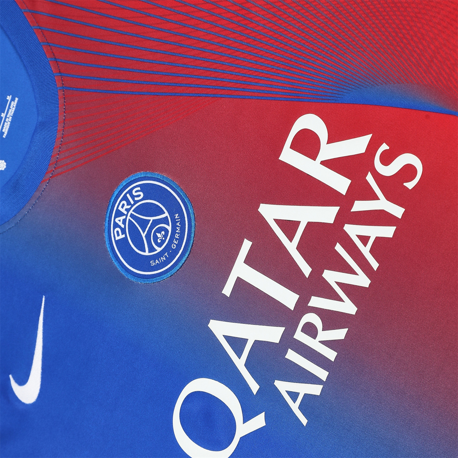 AlphaJersey-Paris Saint-Germain PSG 25-26 Short-Sleeve Training Set - Red And Blue Lines Top & Blue Shorts