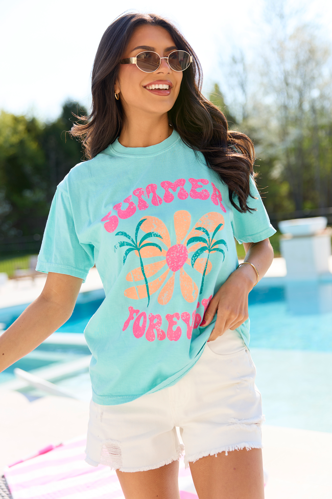 Summer Forever Mint Graphic Tee DOORBUSTER | Elegant Women's Fashion by coolavocek
