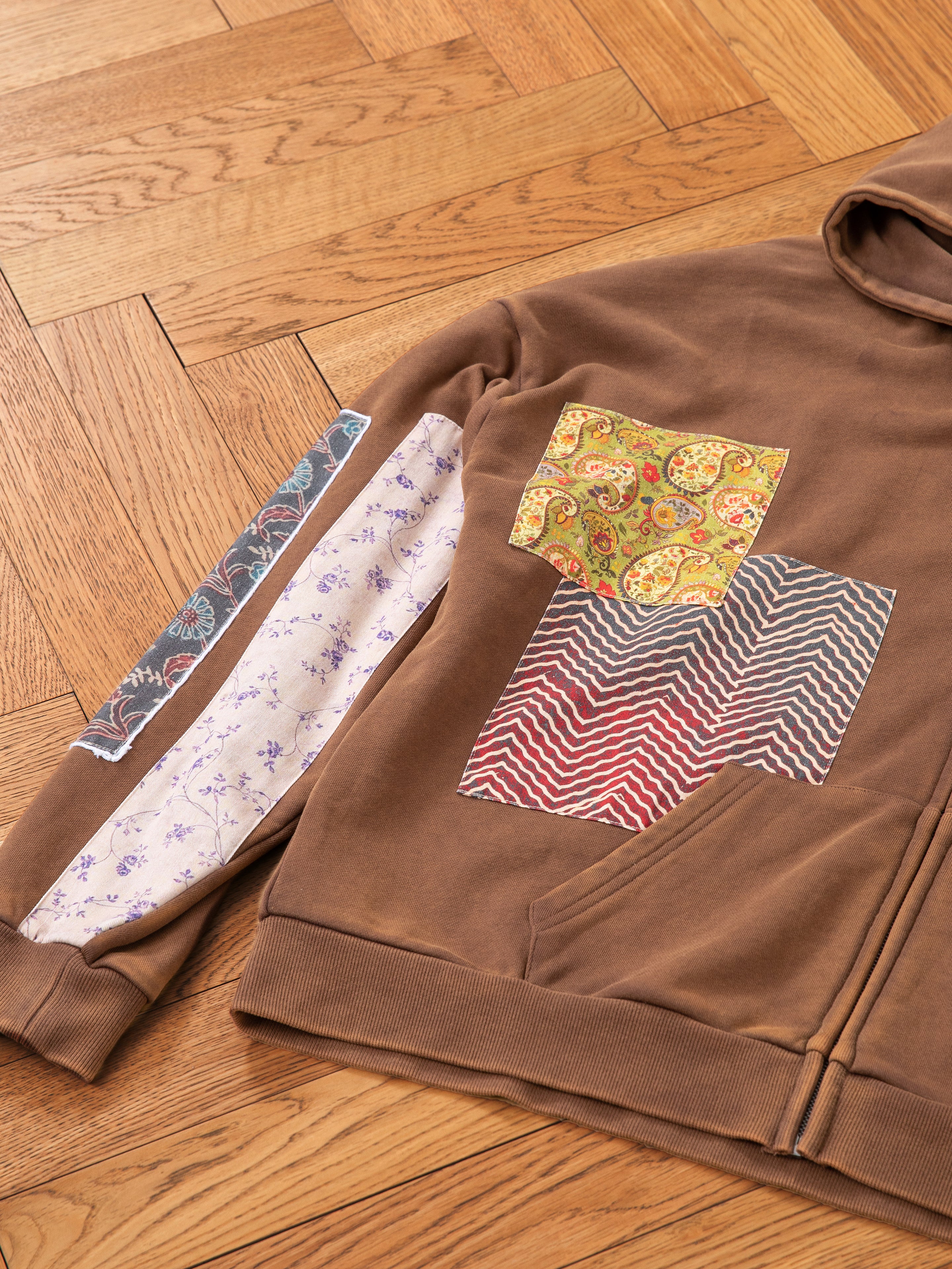 Tapestry Patchwork Zip Up Hoodie | Modern Menswear by yycbvcnbmmnbm