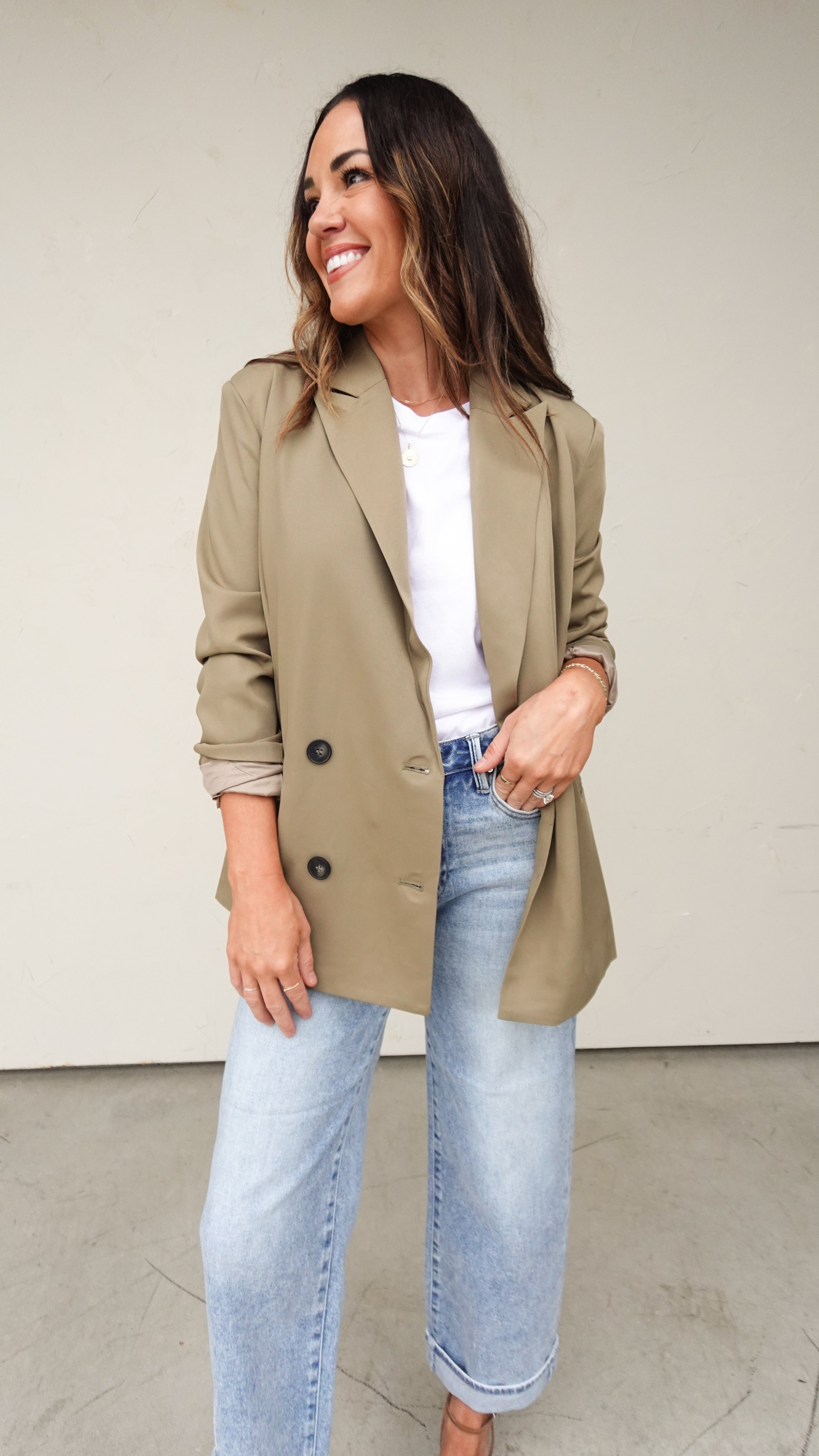 Olive Relaxed Blazer | Elegant Women's Fashion by coolavocek
