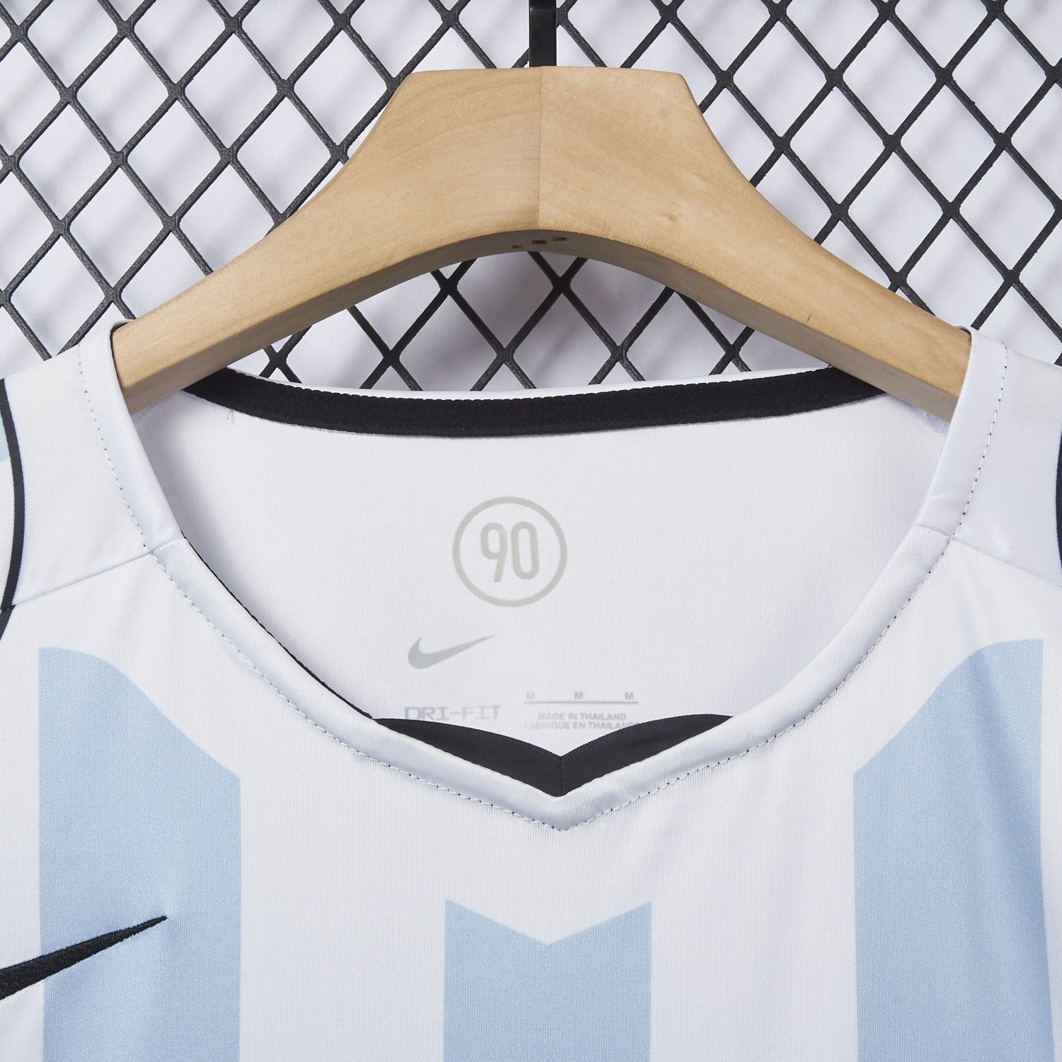 AlphaJersey-Argentina 25-26 Retro Style Total 90 Blue White Jersey - Fans Version