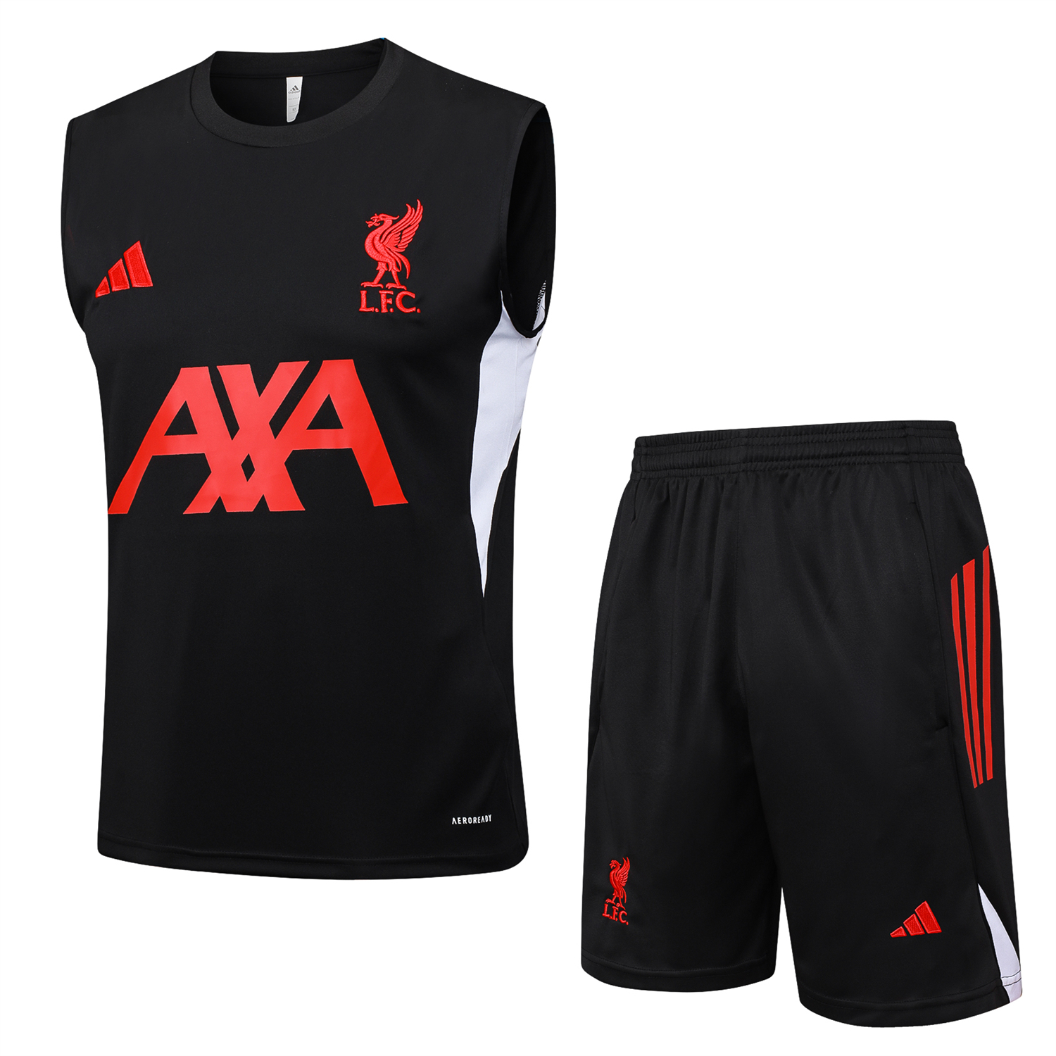 AlphaJersey-Liver.pool 25-26 Vest Training Set - Black Vest & Black Shorts