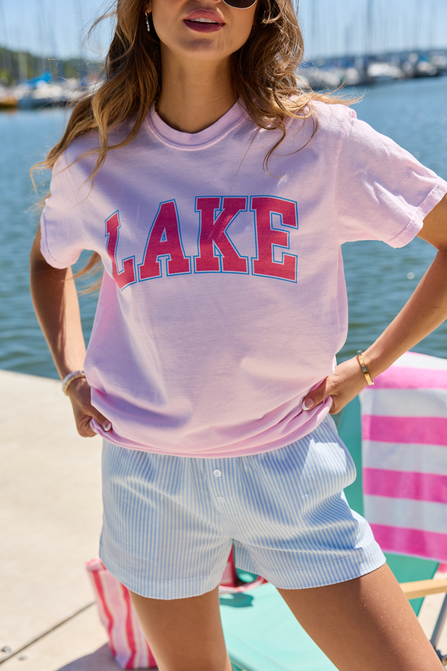 Lake Block Light Pink Graphic Tee | Elegant Women's Fashion by coolavocek