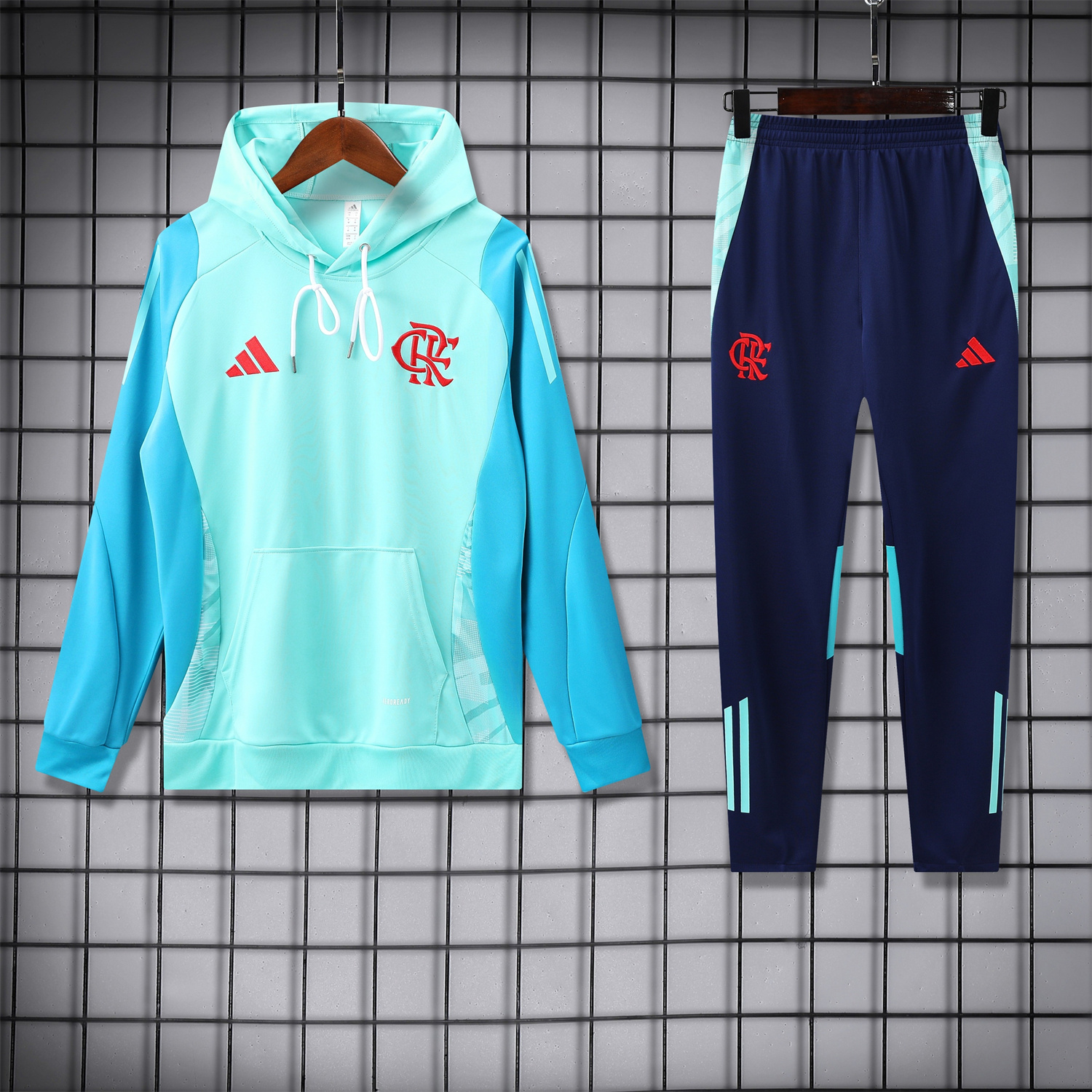 AlphaJersey-Flamengo 25-26 Traning Hoodie Set - Light Blue With Royal Blue