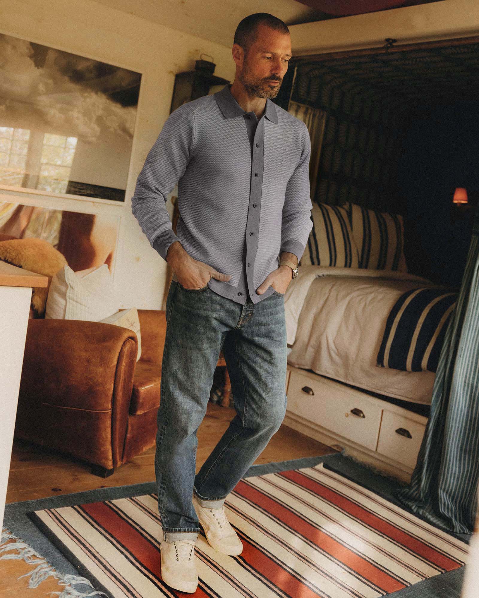 The Nichols Polo in Heather Grey Birdseye Merino | Modern Menswear by yycbvcnbmmnbm
