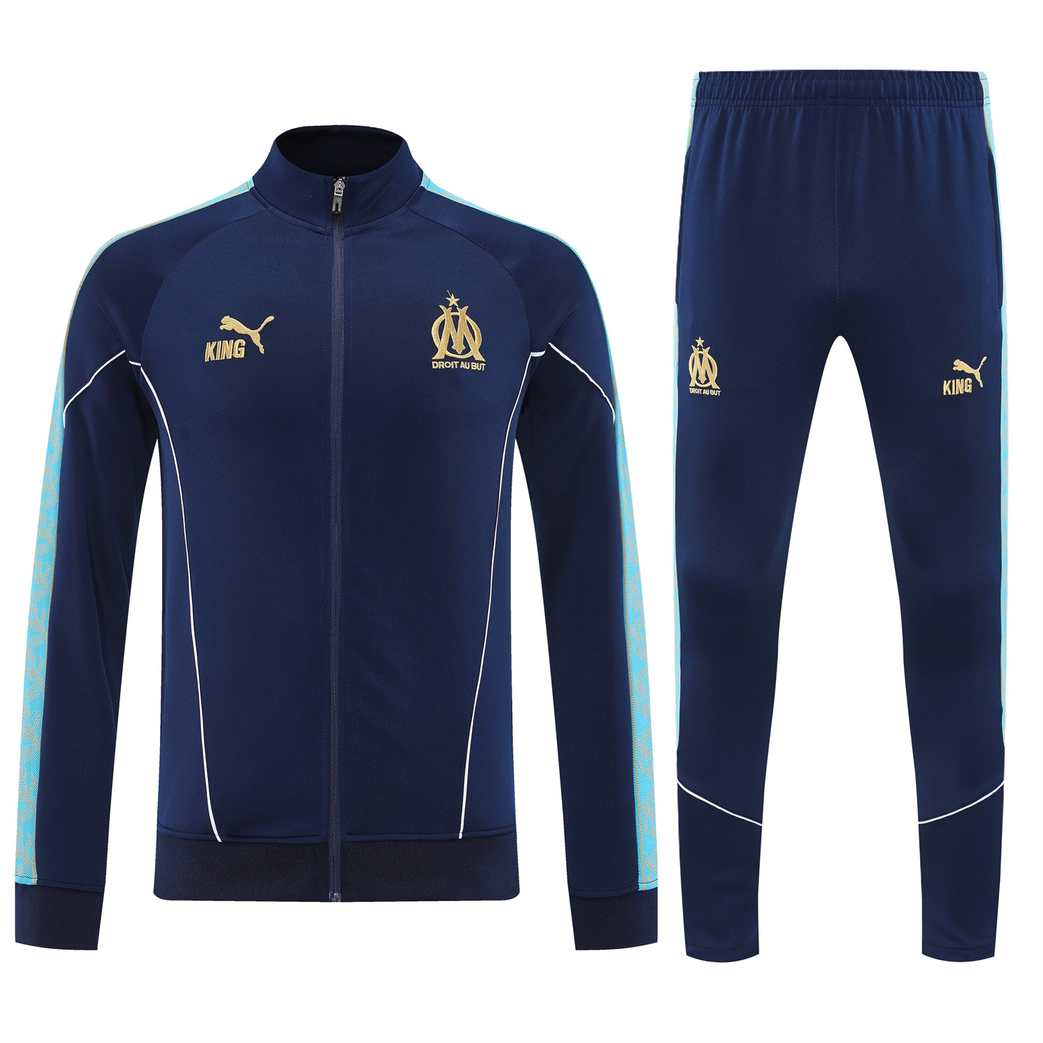 AlphaJersey-Marseille 25-26 Long Sleeve Training Set - Dark Blue Top & Pants
