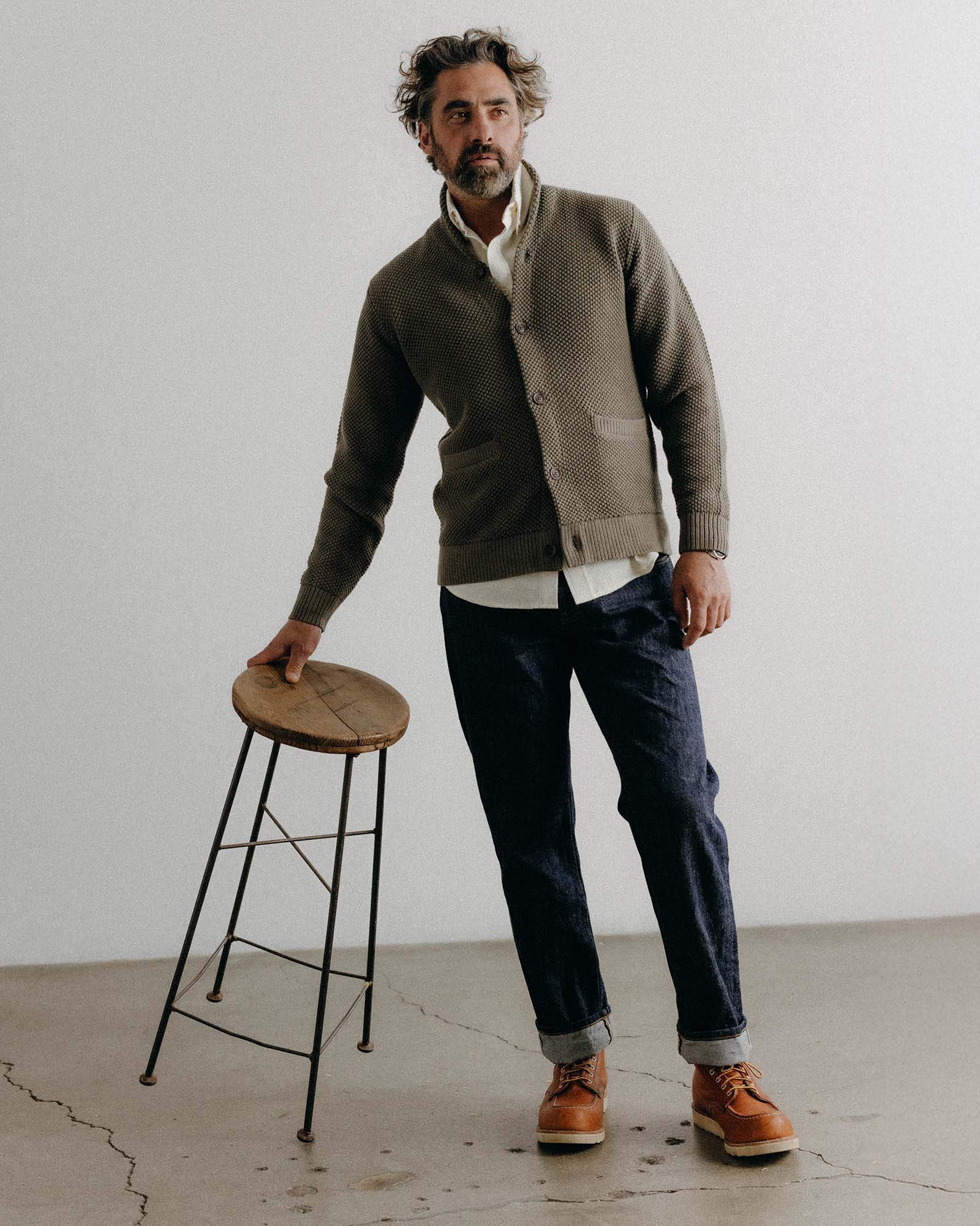 The Crawford Sweater in Fatigue Olive | Modern Menswear by yycbvcnbmmnbm