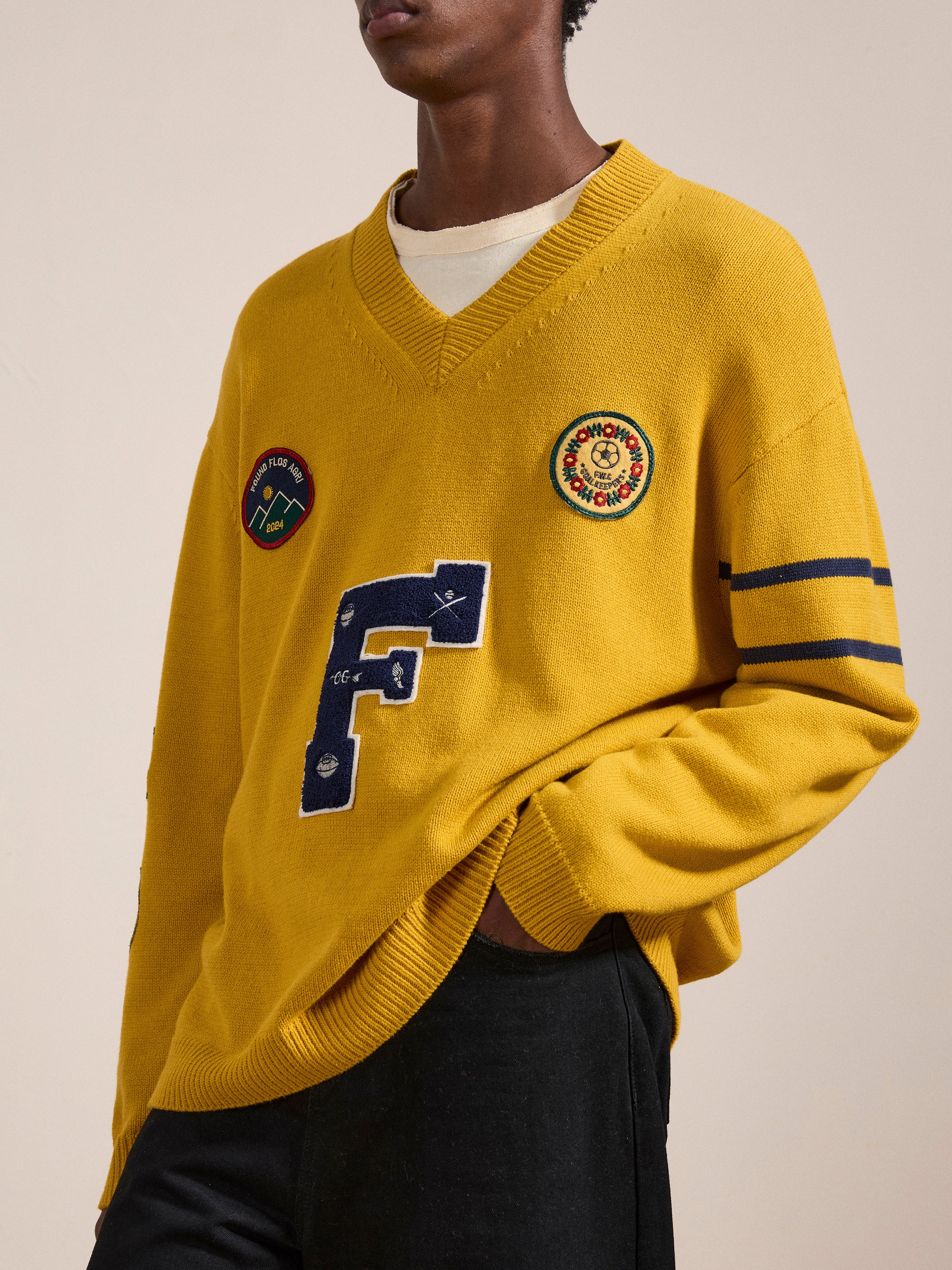 Arrow-Wood Varsity Knit Sweater | Modern Menswear by yycbvcnbmmnbm