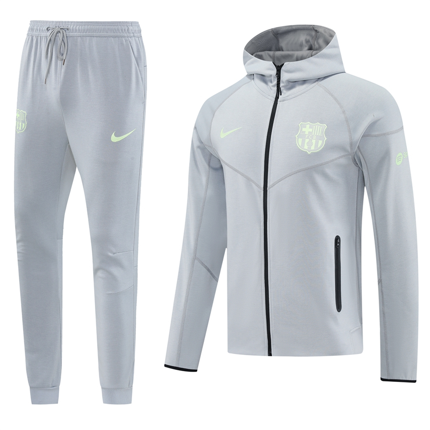 AlphaJersey-Barcelona 25-26 Hooded Jacket Training Tracksuit - Grey Jackets & Pants
