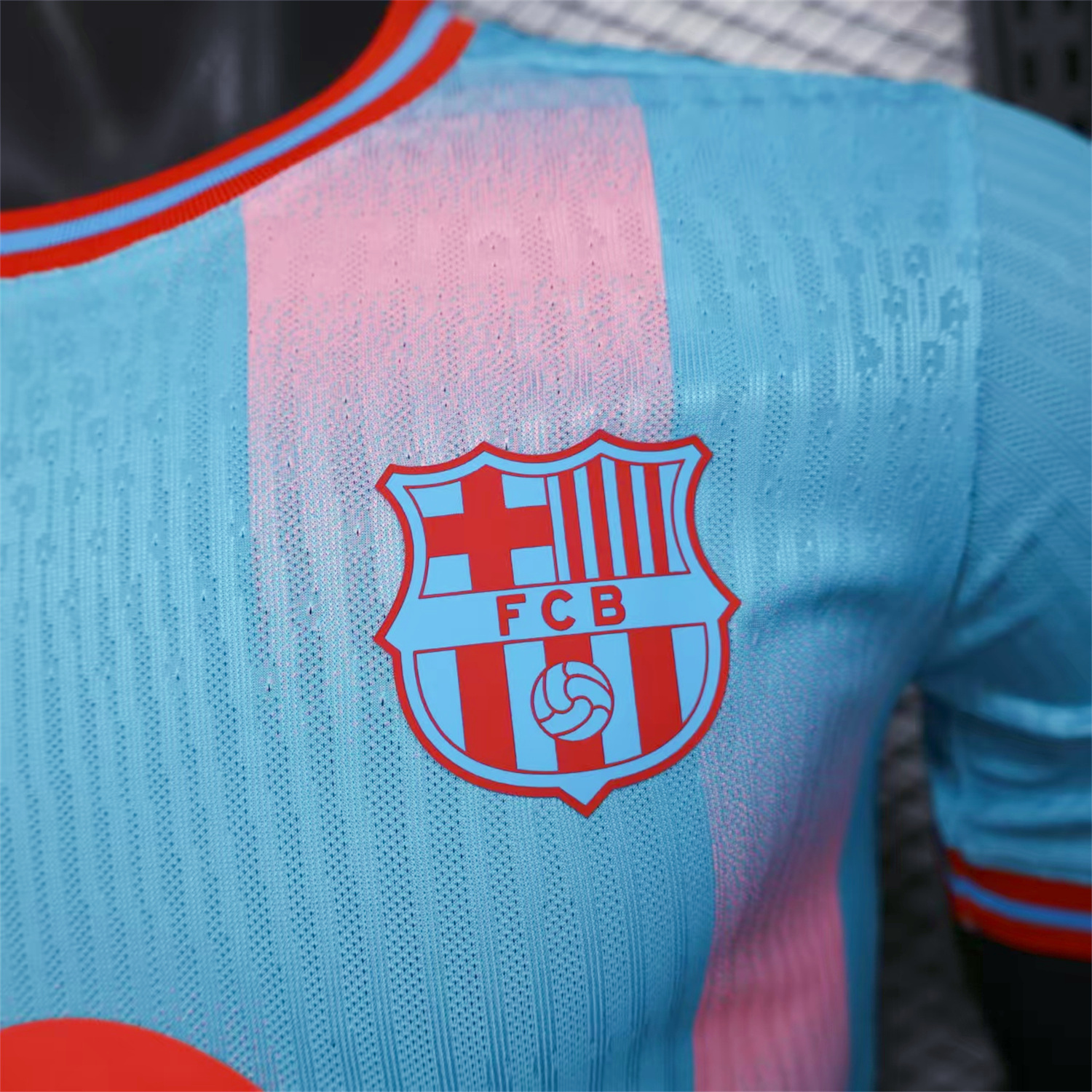 AlphaJersey-Barcelona 25-26 Orange Logo Pink & Light Blue Special Jersey - Player Version