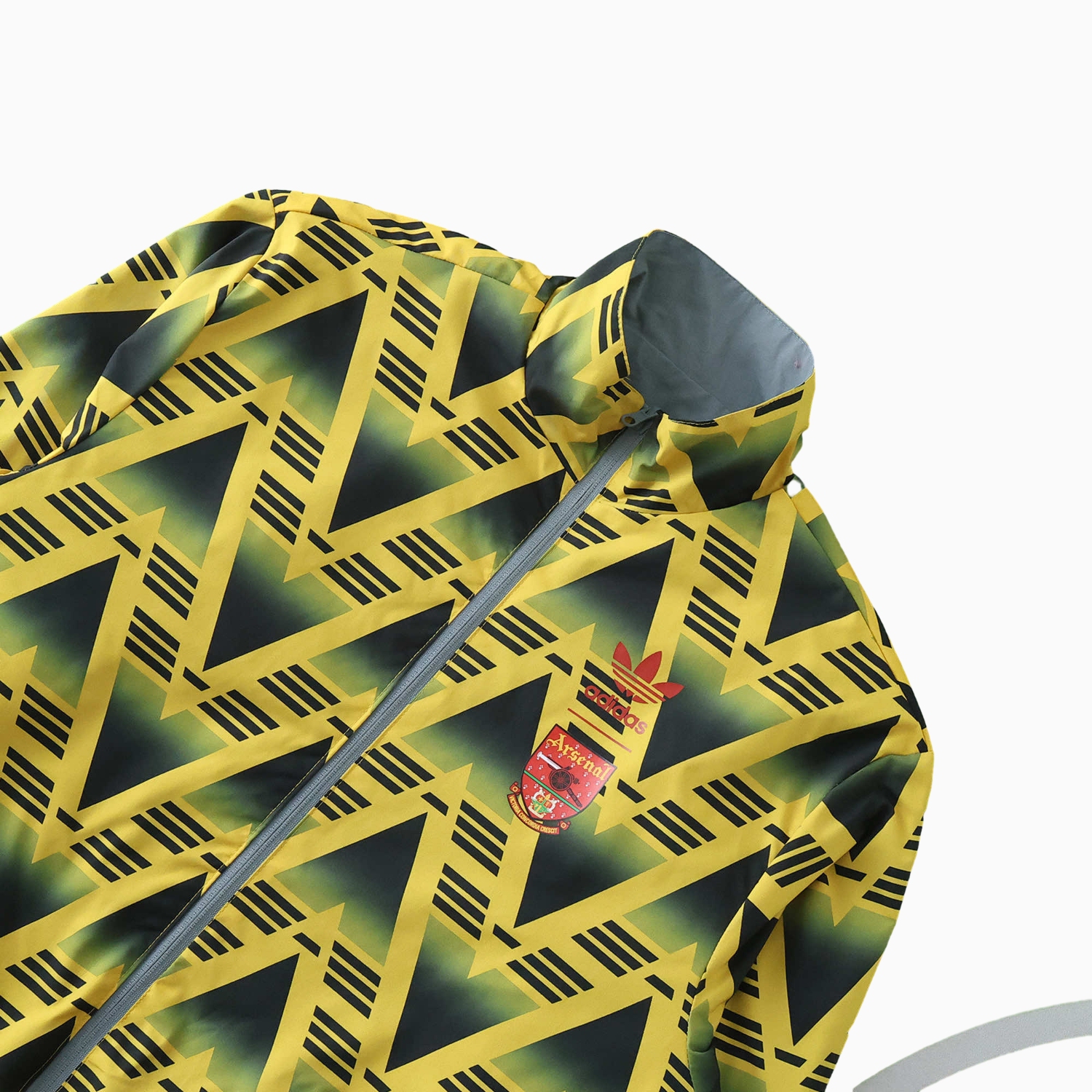 AlphaJersey-Retro Arsenal 1991-93 Away Double Sided Reversible Windbreaker - Yellow & Grey