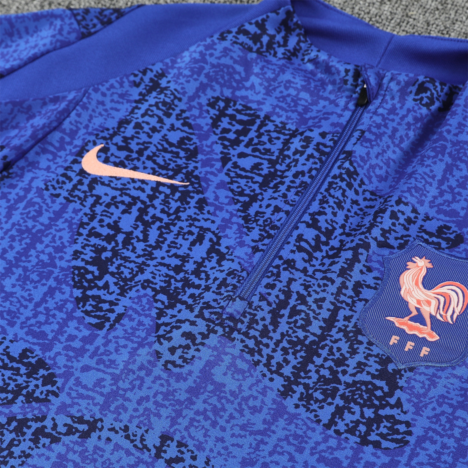 AlphaJersey-France 2026 Long Sleeves Training Set - Ocean Blue Top & Dark Blue Pants