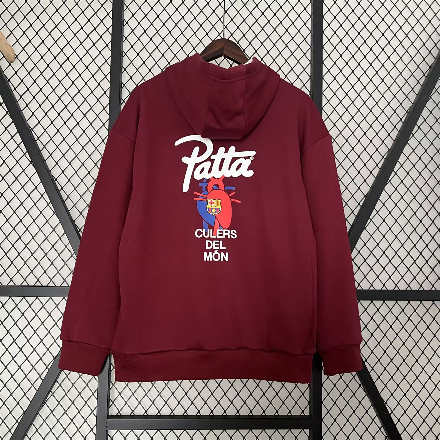 AlphaJersey-Barcelona x Patta 25-26 Red Unisex Pullover Hoodie