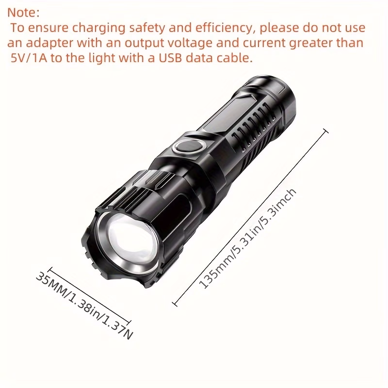     flashlight usb rechargeable telescopic zoom   handheld outdoor emergency   flashlight for outdoor lighting exploration   ip44 Product details 6