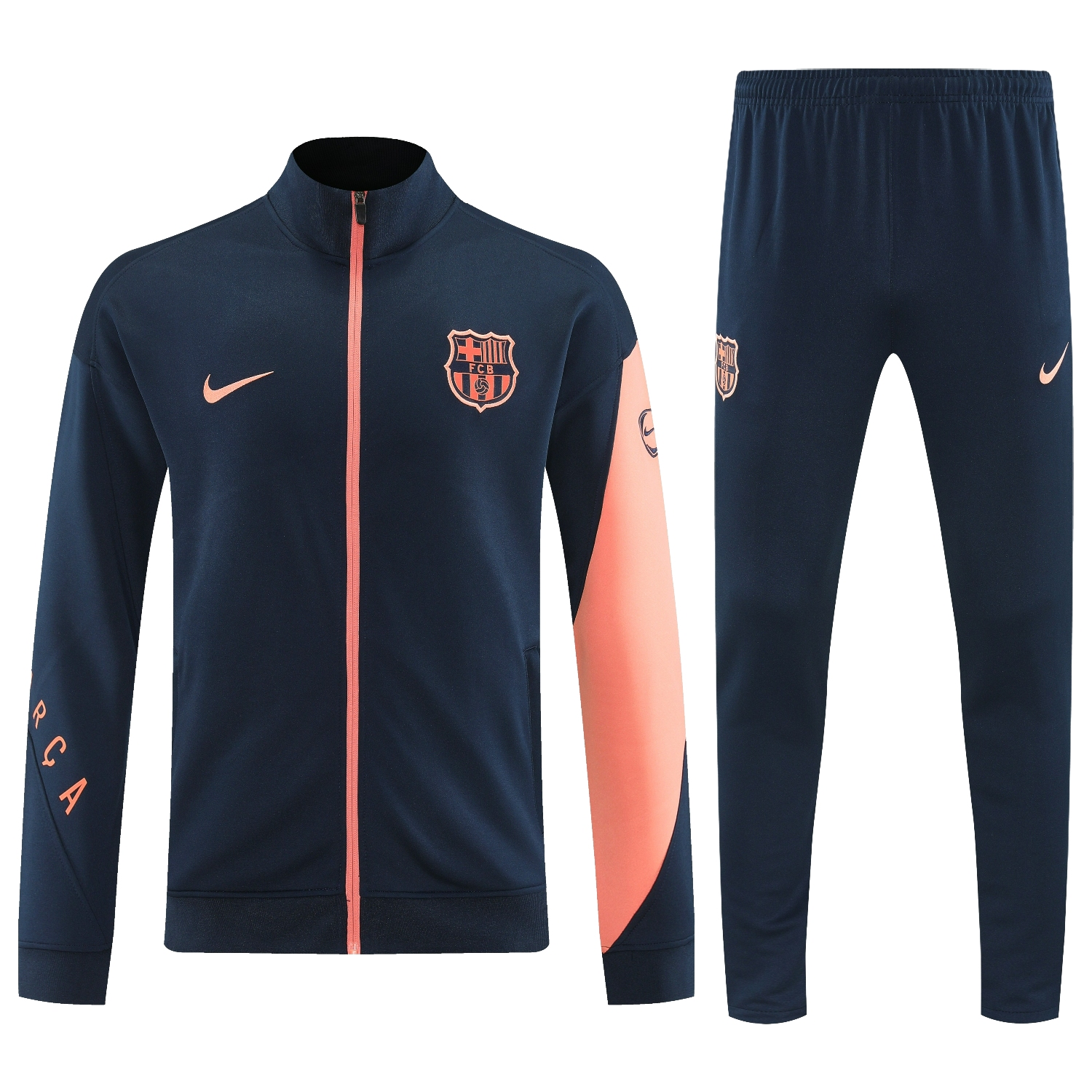 AlphaJersey-Barcelona 25-26 Jacket Training Tracksuit - Black Orange Jackets & Black Pants