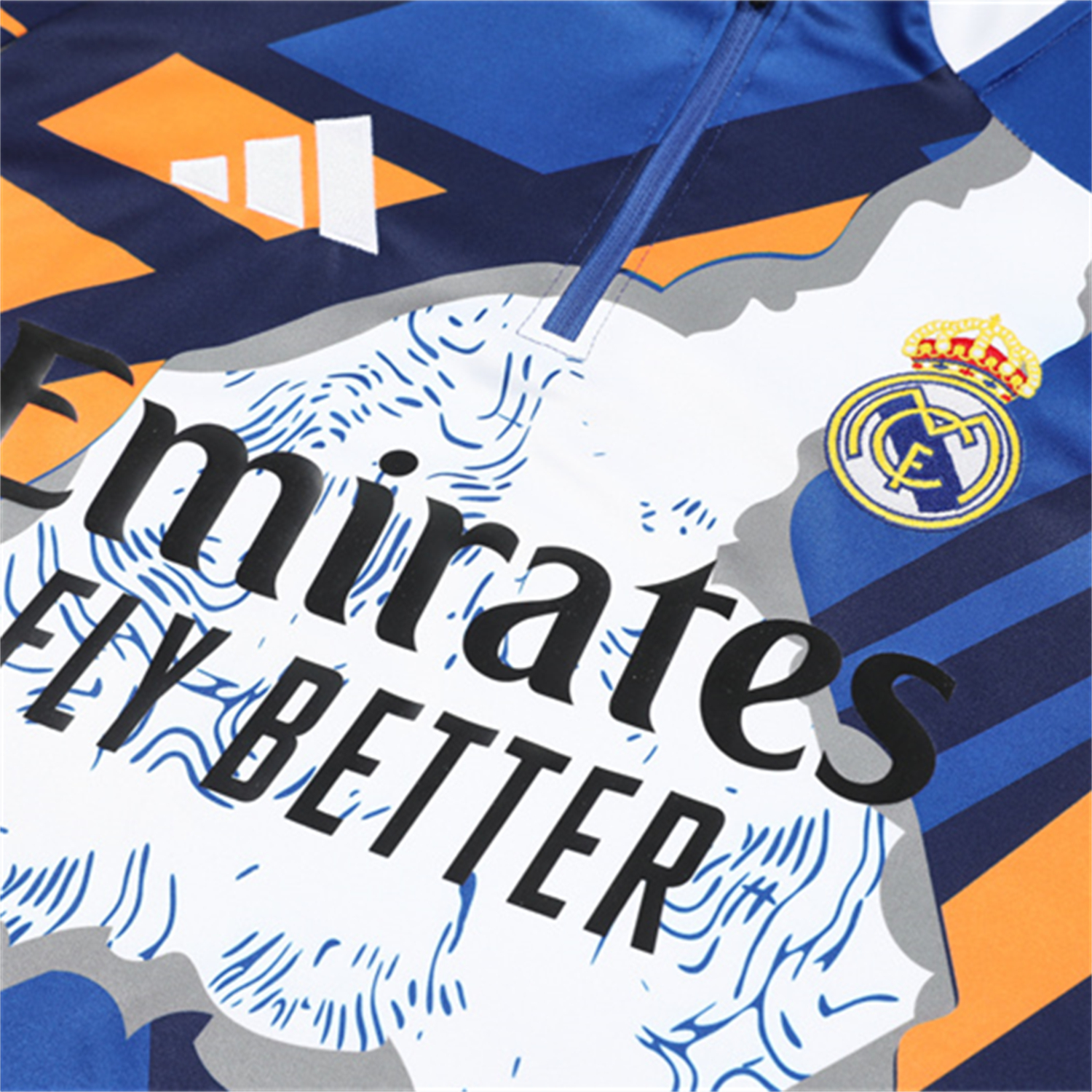 AlphaJersey-Real Madrid 25-26 Kids Long Sleeve Training Set - Yellow, White and Blue Camouflage Top and Black Pants
