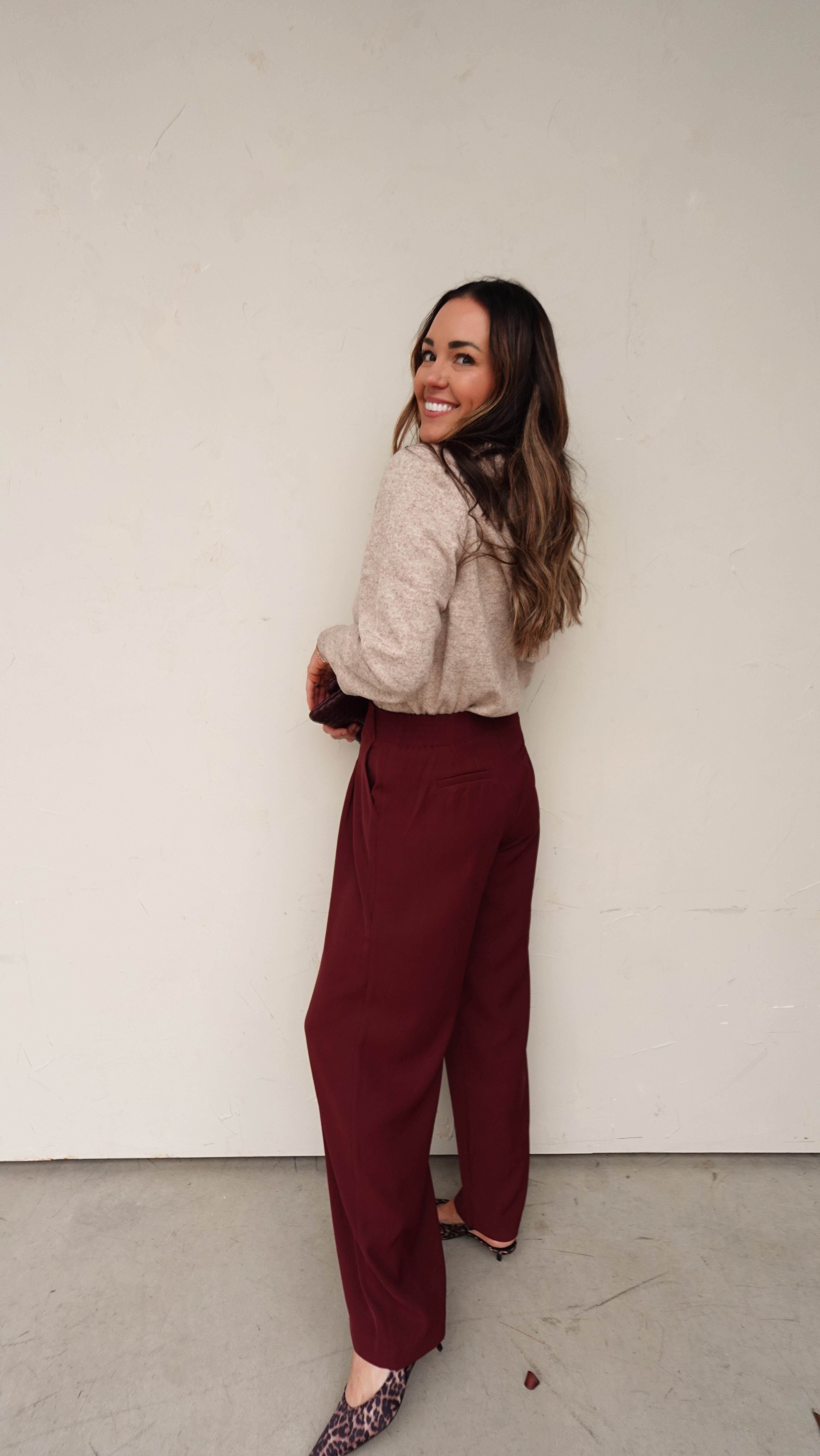 Wide Leg Trouser - Burgundy | Elegant Women's Fashion by coolavocek