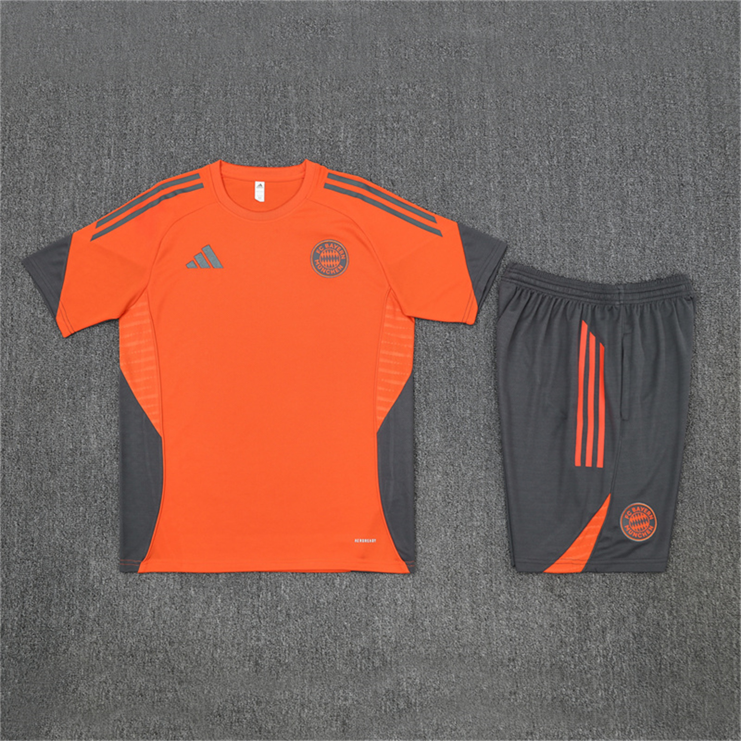 AlphaJersey-Bayern Munich 25-26 Short-Sleeve Training Set - Orange Top & Gray shorts