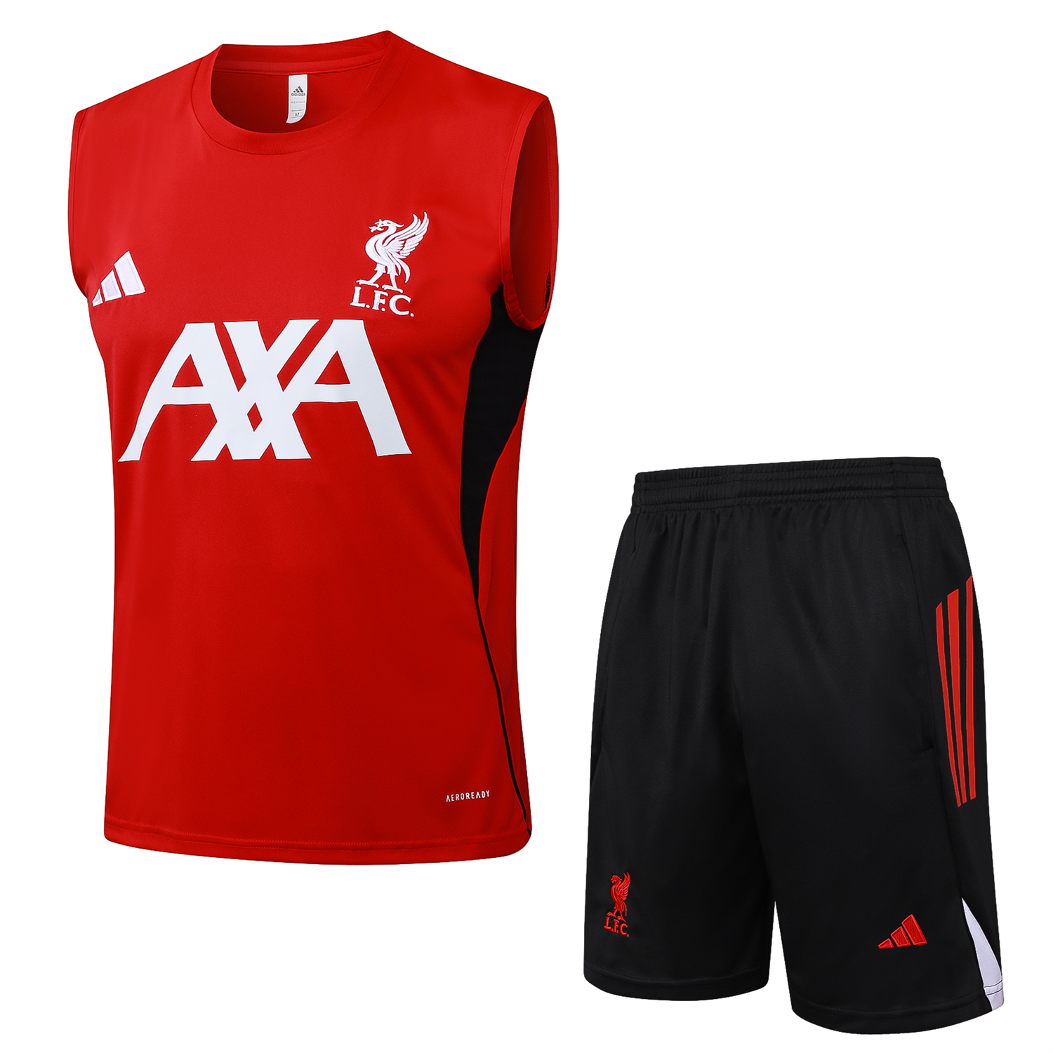 AlphaJersey-Liver.pool 25-26 Vest Training Set - Red Vest & Black Shorts