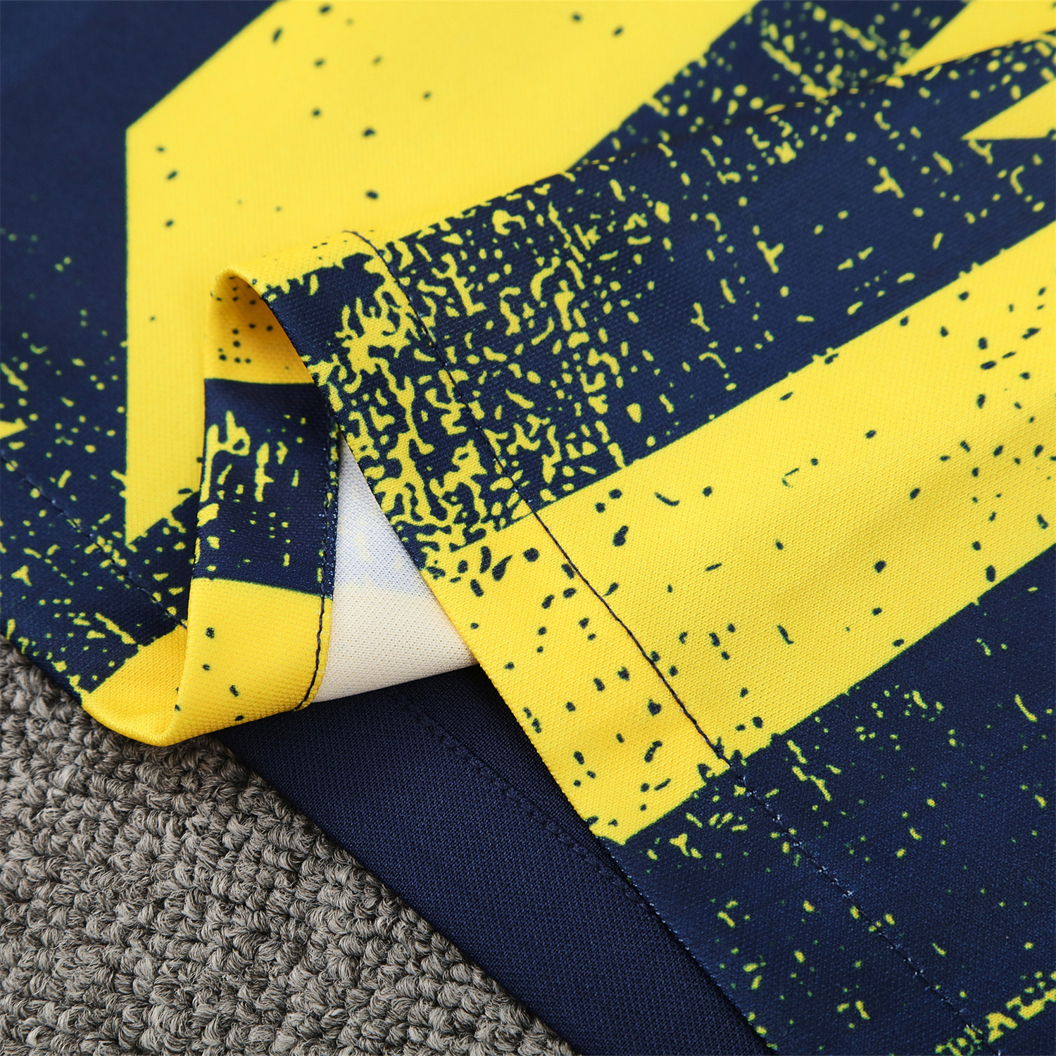 AlphaJersey-Atletico Madrid Short-Sleeve Training Set - Blue Yellow Top & Blue Shorts