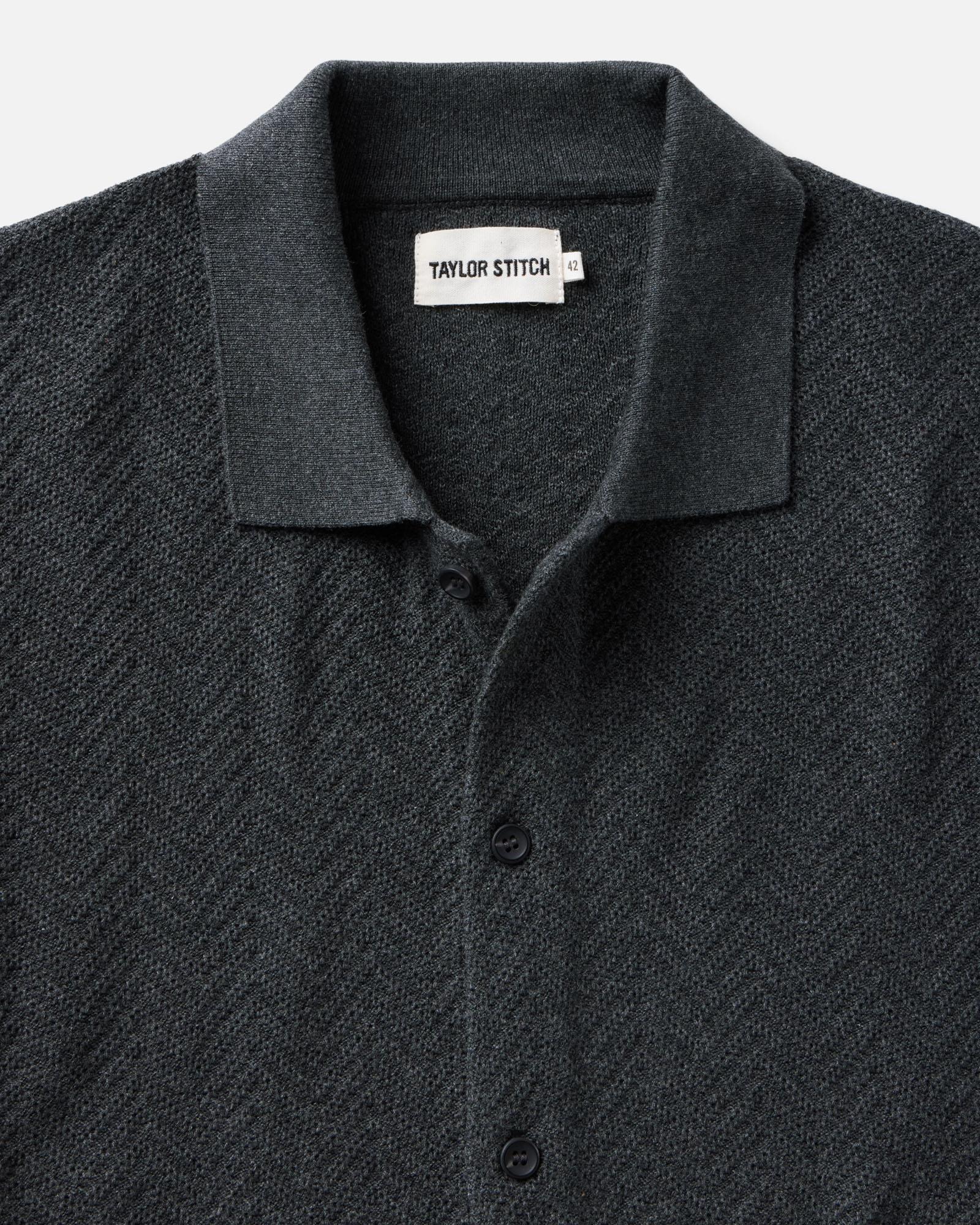 The Button Down Polo in Charcoal Herringbone | Modern Menswear by yycbvcnbmmnbm